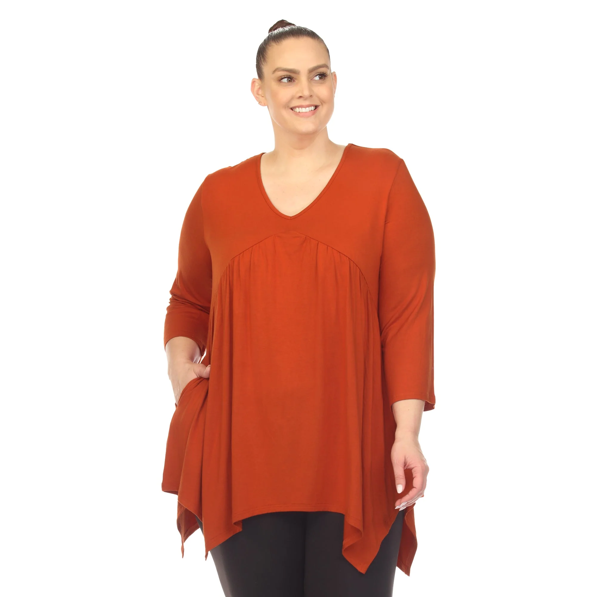 Empire Waist V-Neck Tunic Top - Plus - Image 9
