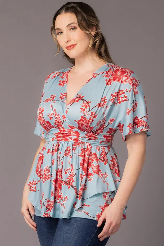 Encore Print Top  -Cherry Blossom Print -  Plus - Image 2