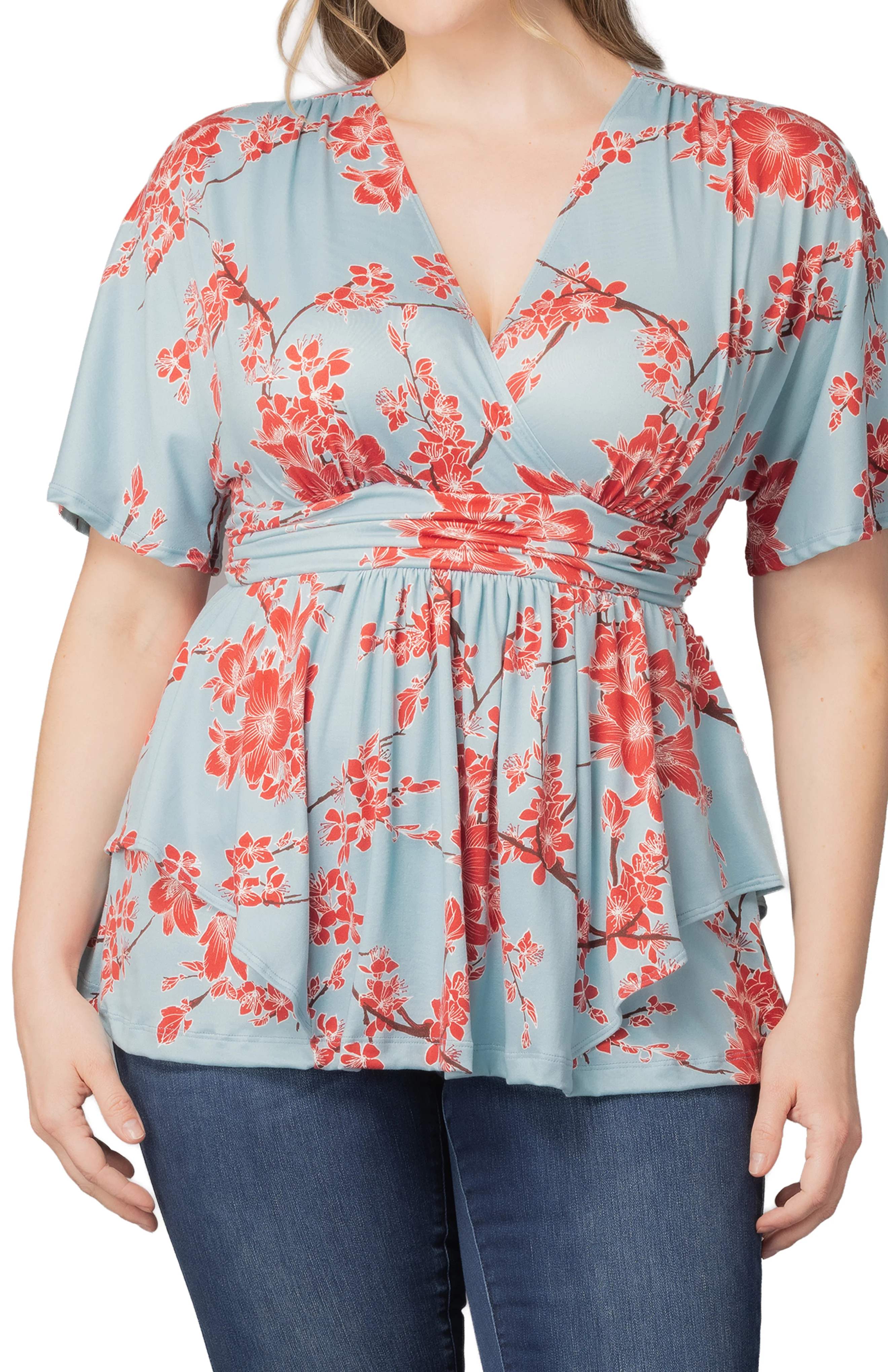 Encore Print Top  -Cherry Blossom Print -  Plus - Image 4