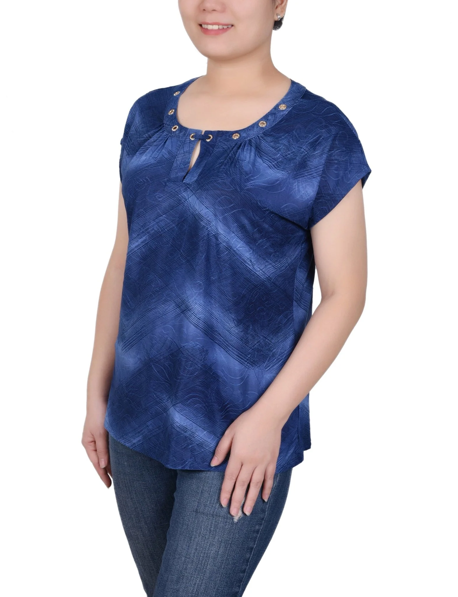 Extended Sleeve Top With Grommets - Petite - Image 2