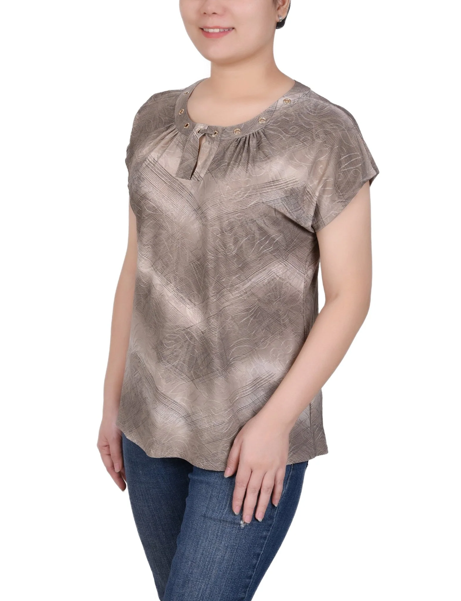 Extended Sleeve Top With Grommets - Petite - Image 8