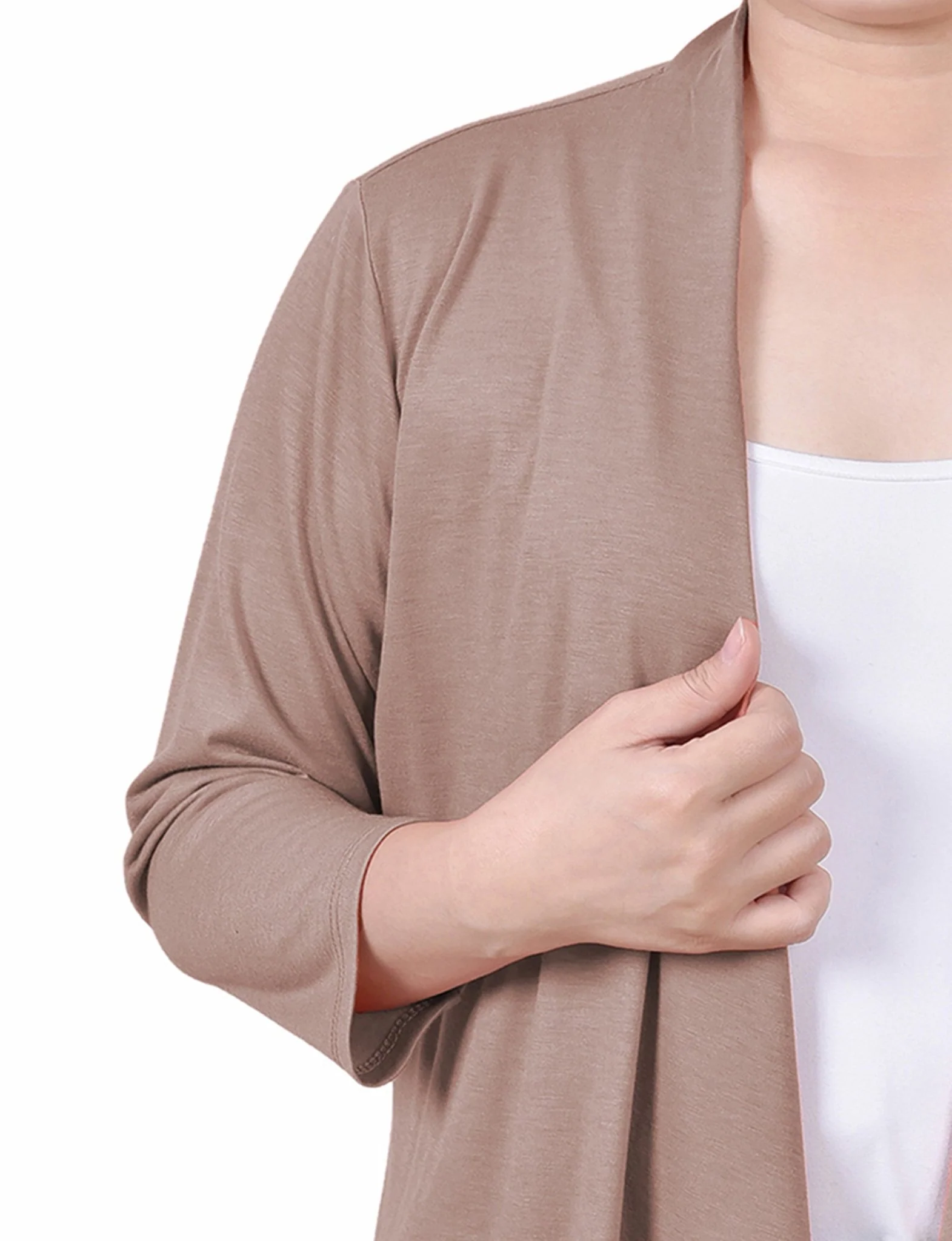 Fawn Solid 3/4 Sleeve Cardigan - Image 3