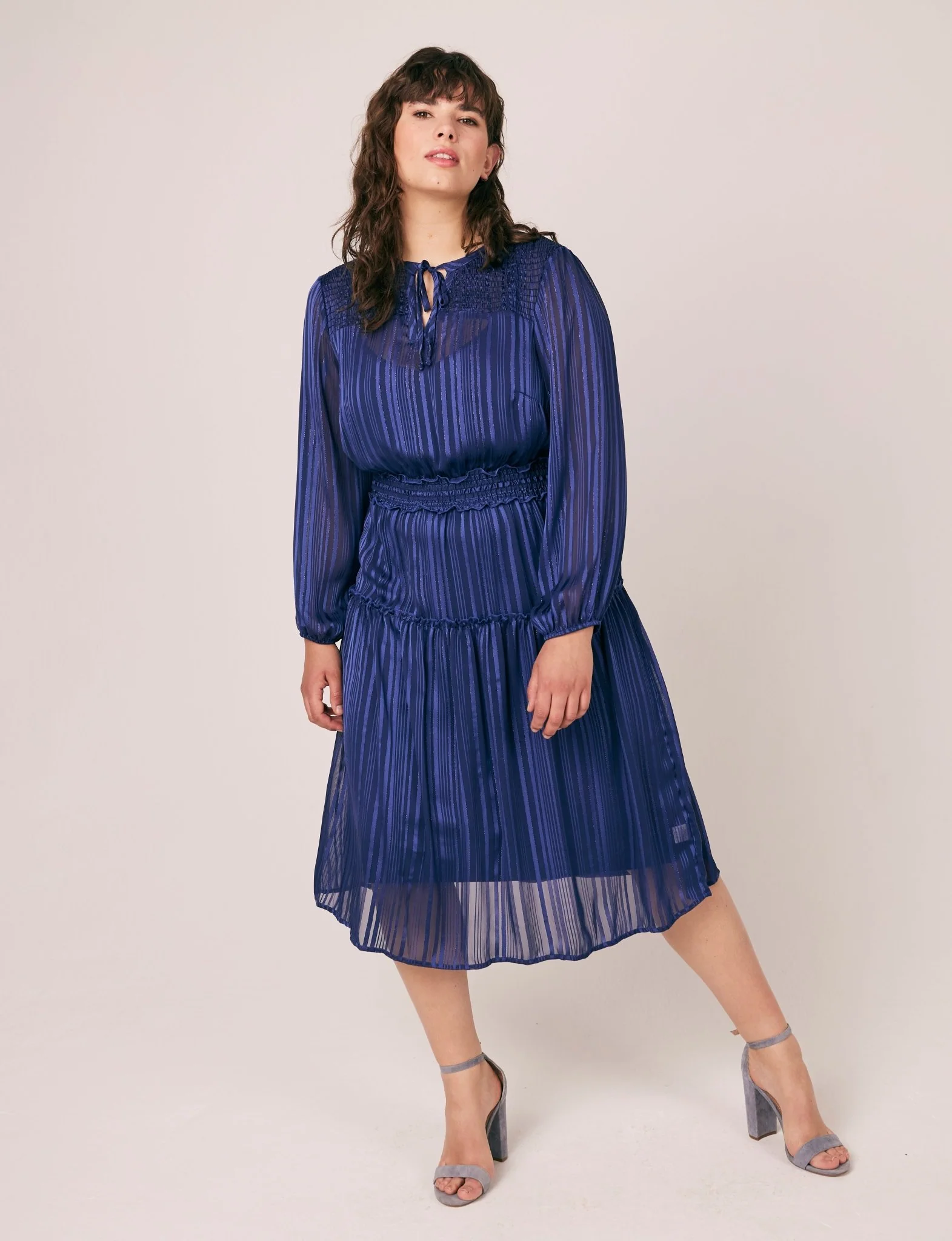 Figueroa & Flower Satin Stripe Midi Dress - Plus - Image 4