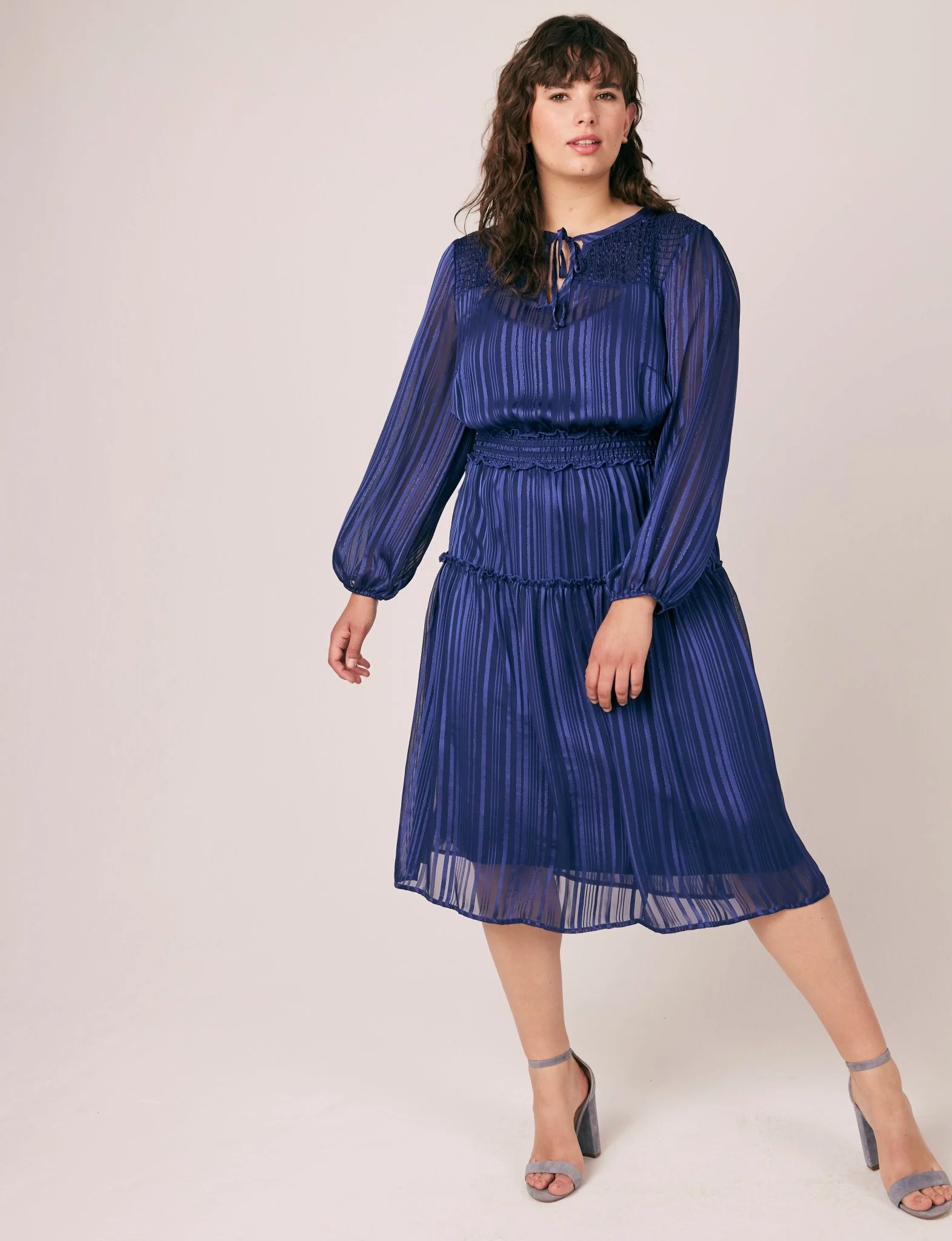 Figueroa & Flower Satin Stripe Midi Dress - Plus - Image 5