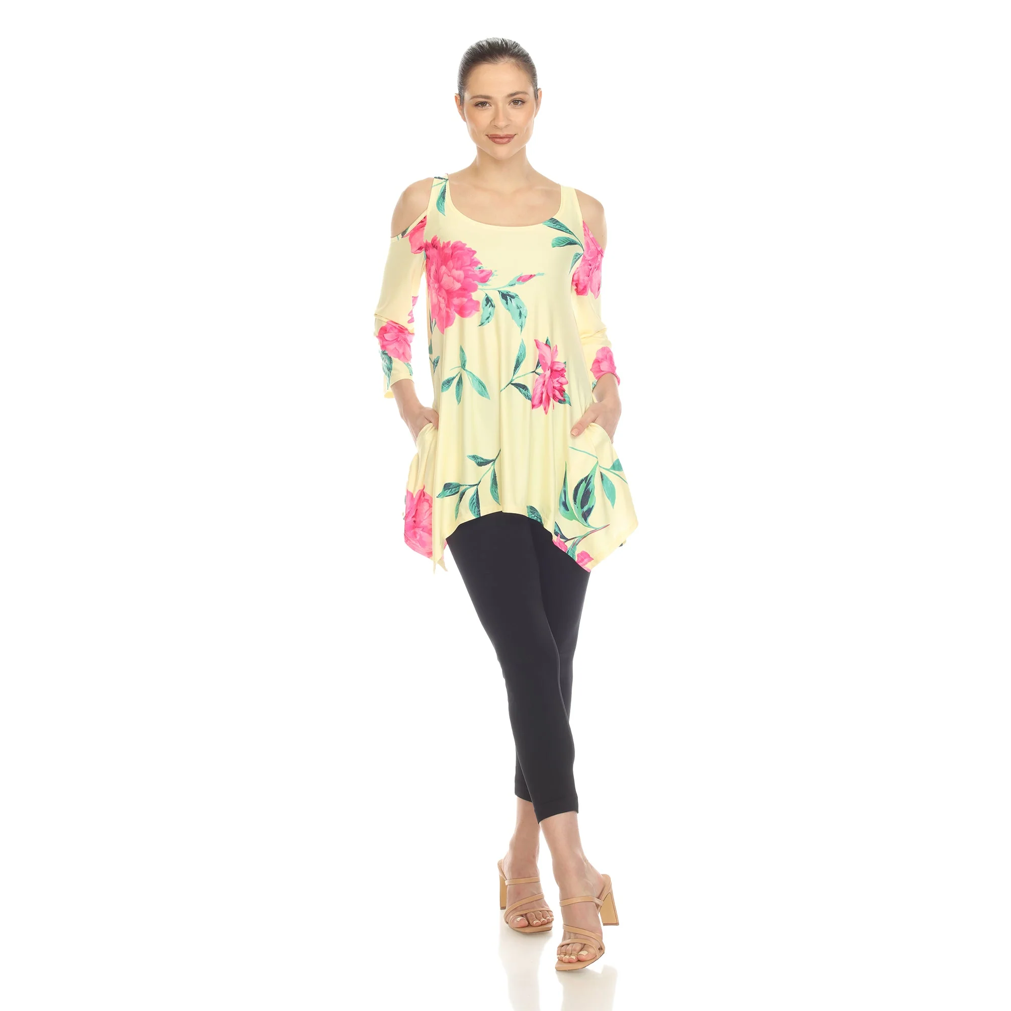 Floral Printed Cold Shoulder Tunic - Image 16