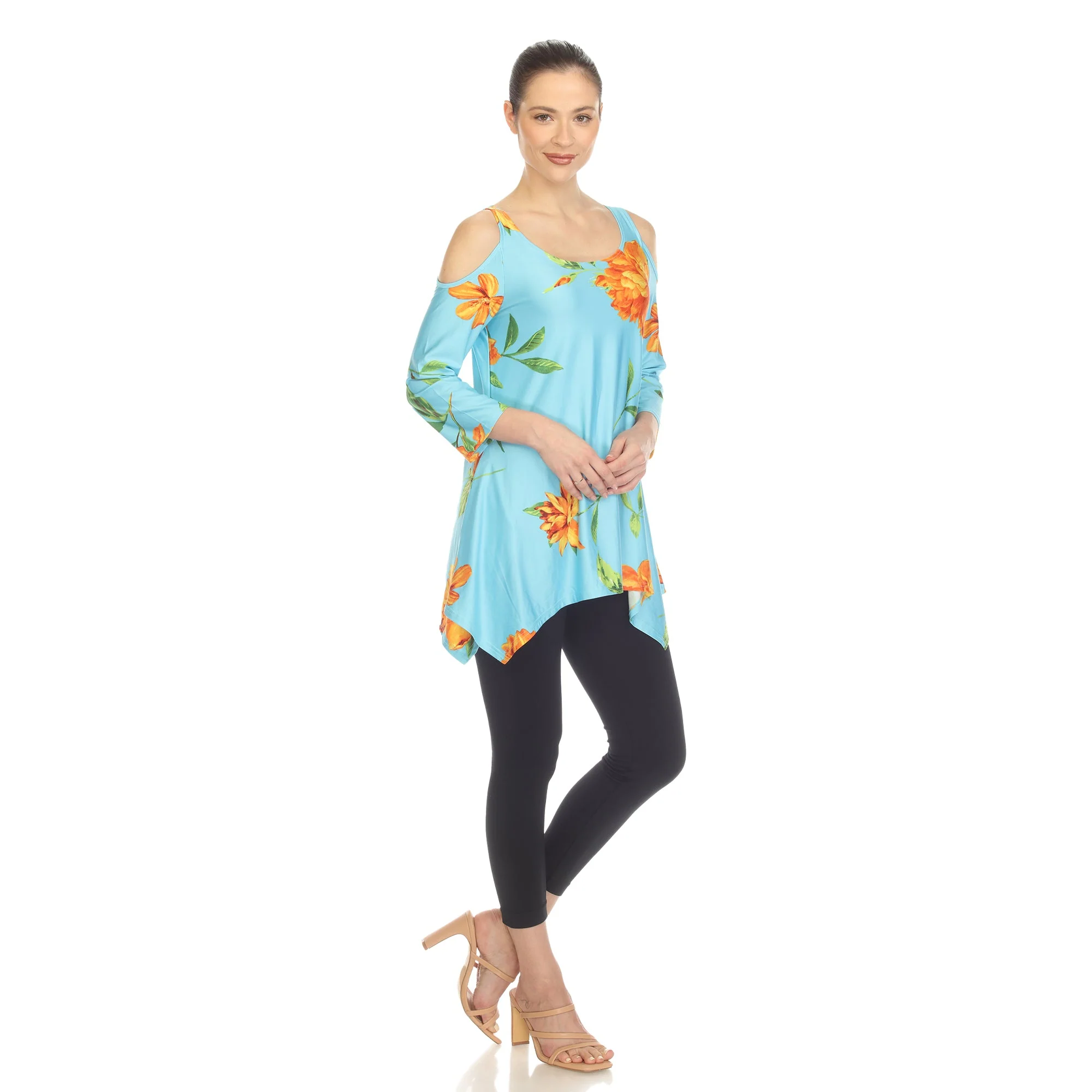 Floral Printed Cold Shoulder Tunic - Image 8
