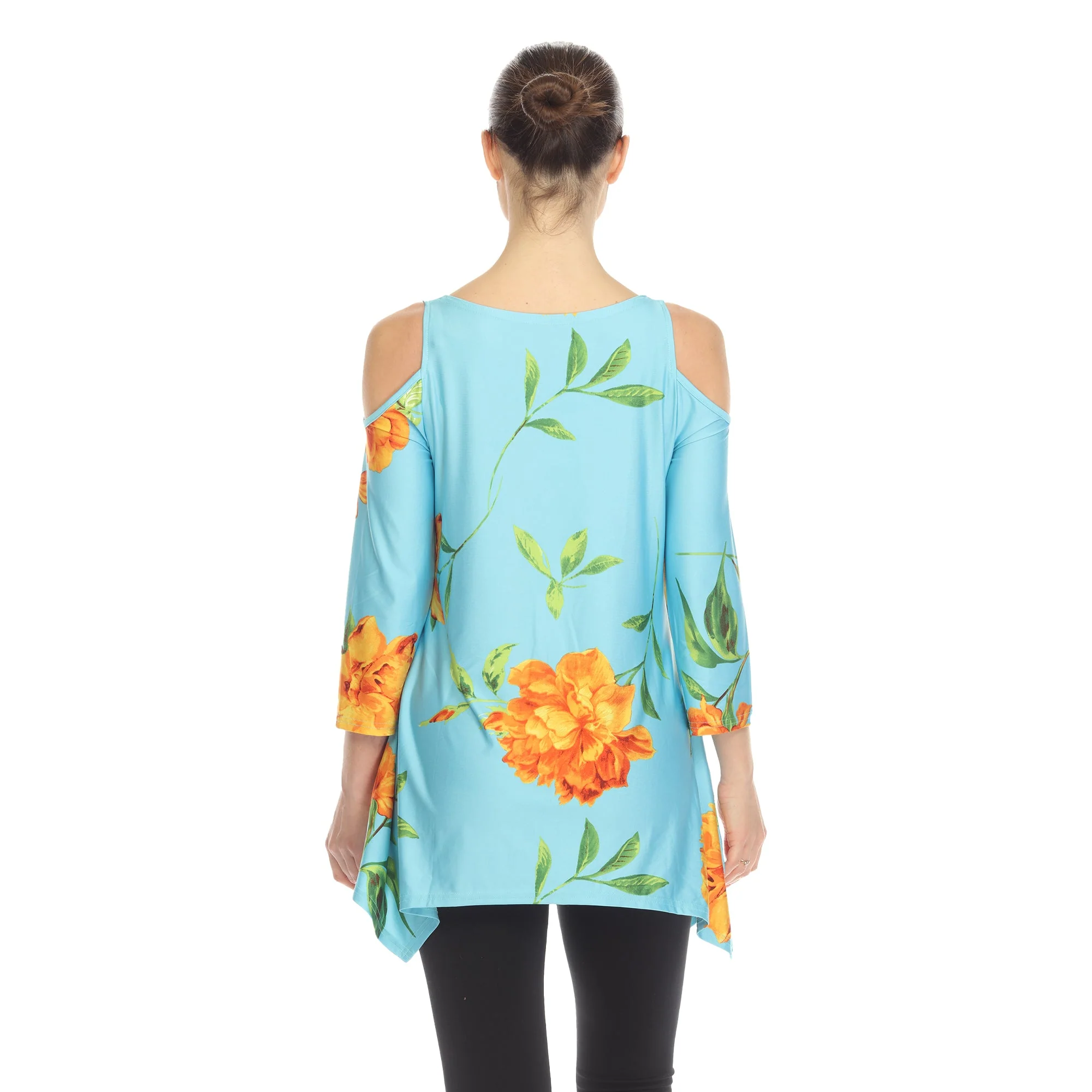 Floral Printed Cold Shoulder Tunic - Image 9