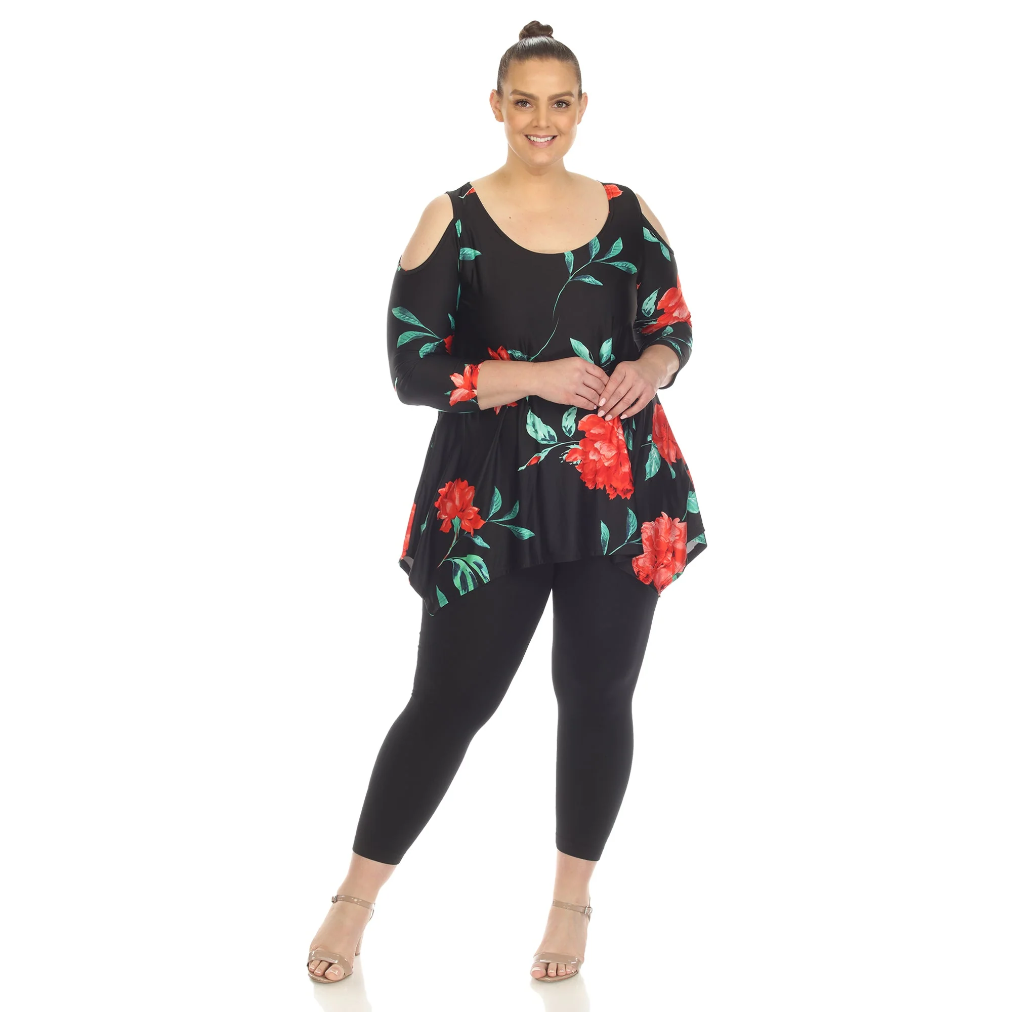 Floral Printed Cold Shoulder Tunic - Plus - Image 14
