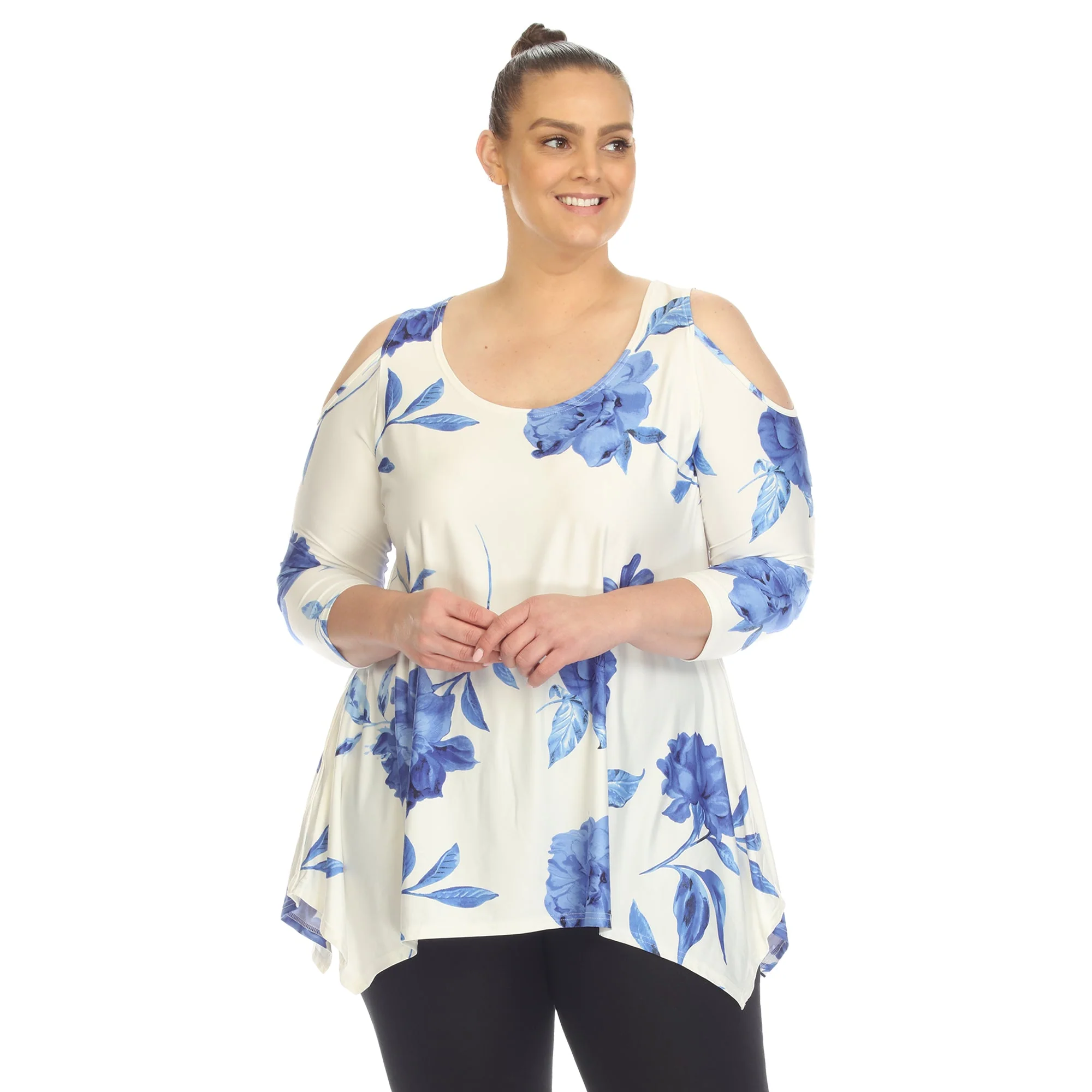 Floral Printed Cold Shoulder Tunic - Plus - Image 21
