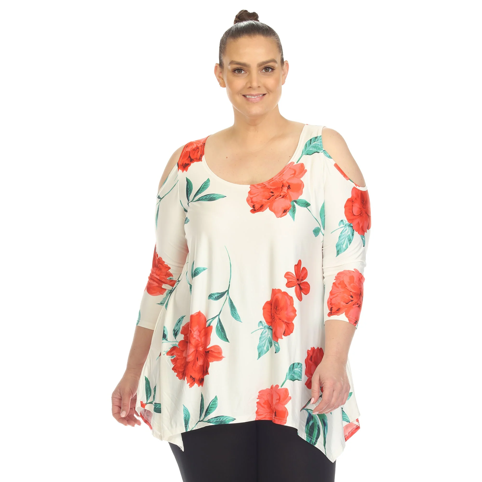 Floral Printed Cold Shoulder Tunic - Plus - Image 22