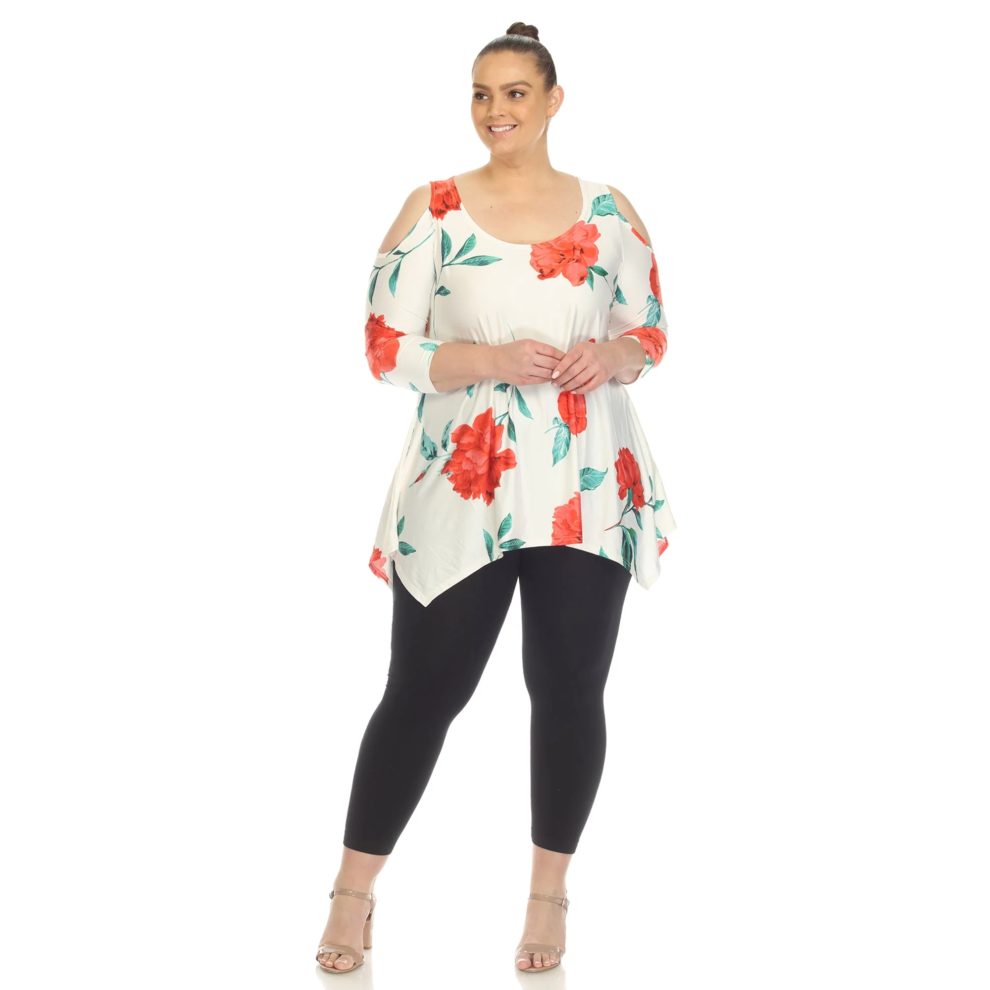 Floral Printed Cold Shoulder Tunic - Plus - Image 26