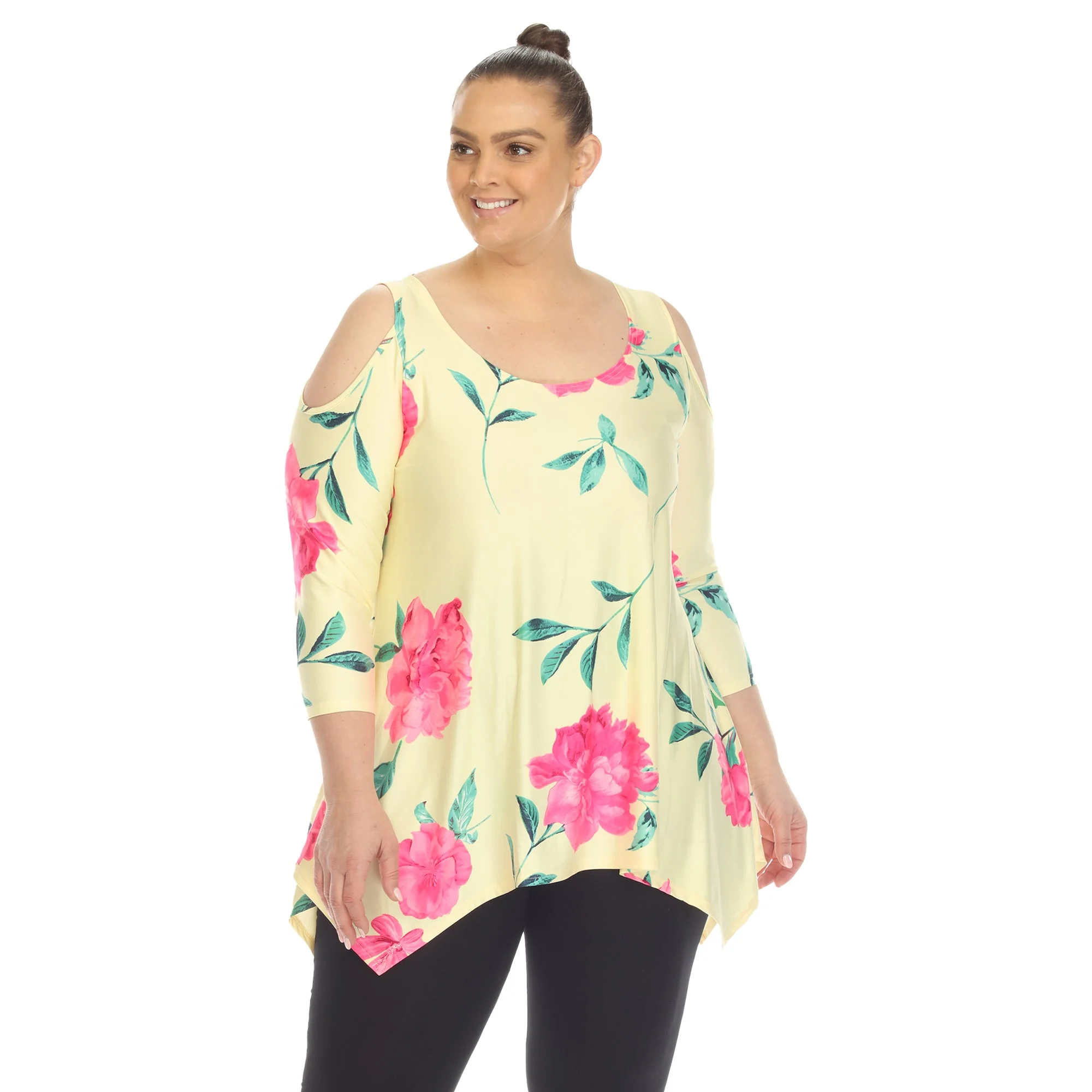 Floral Printed Cold Shoulder Tunic - Plus - Image 6