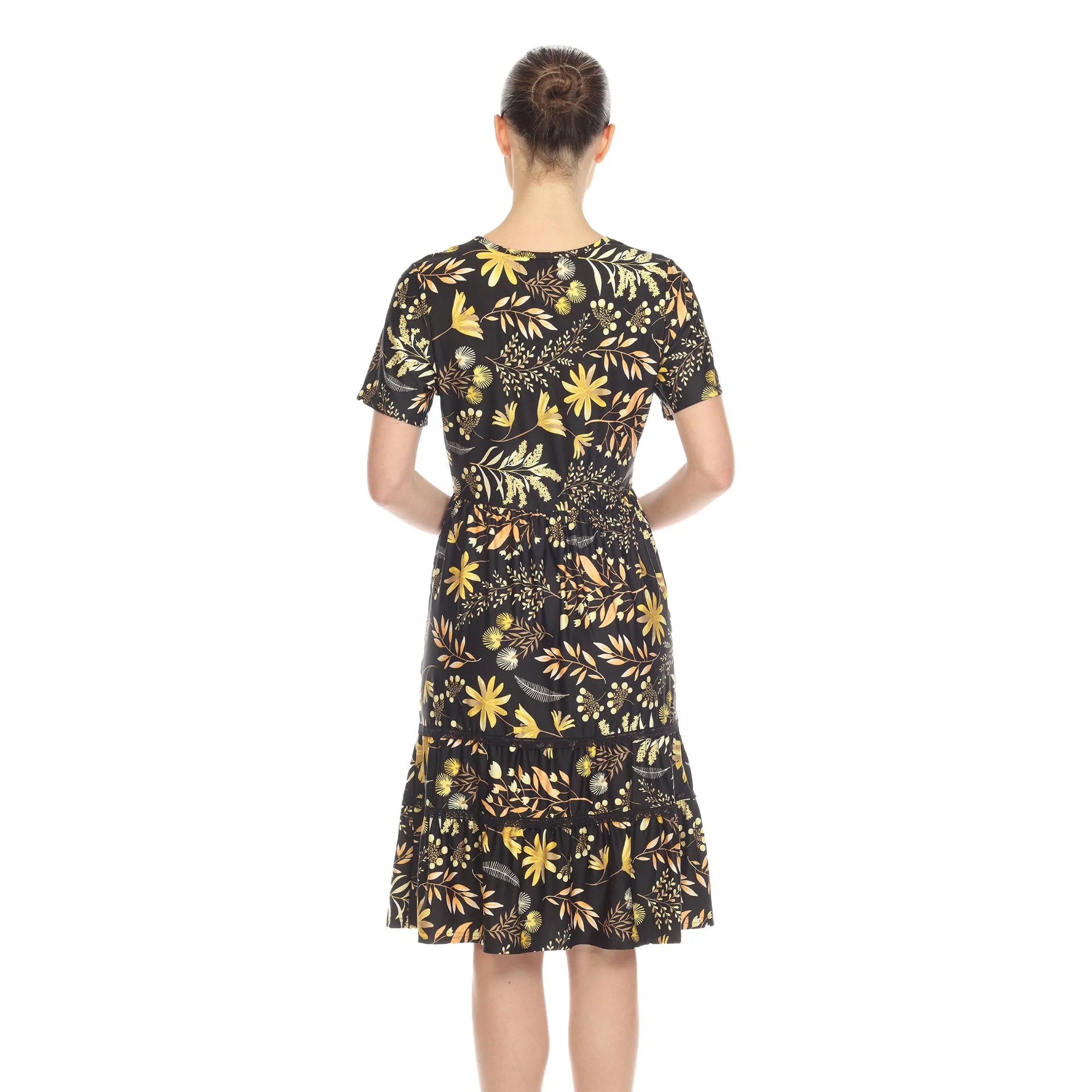 Floral Short Sleeve Knee Length Dress - Image 10