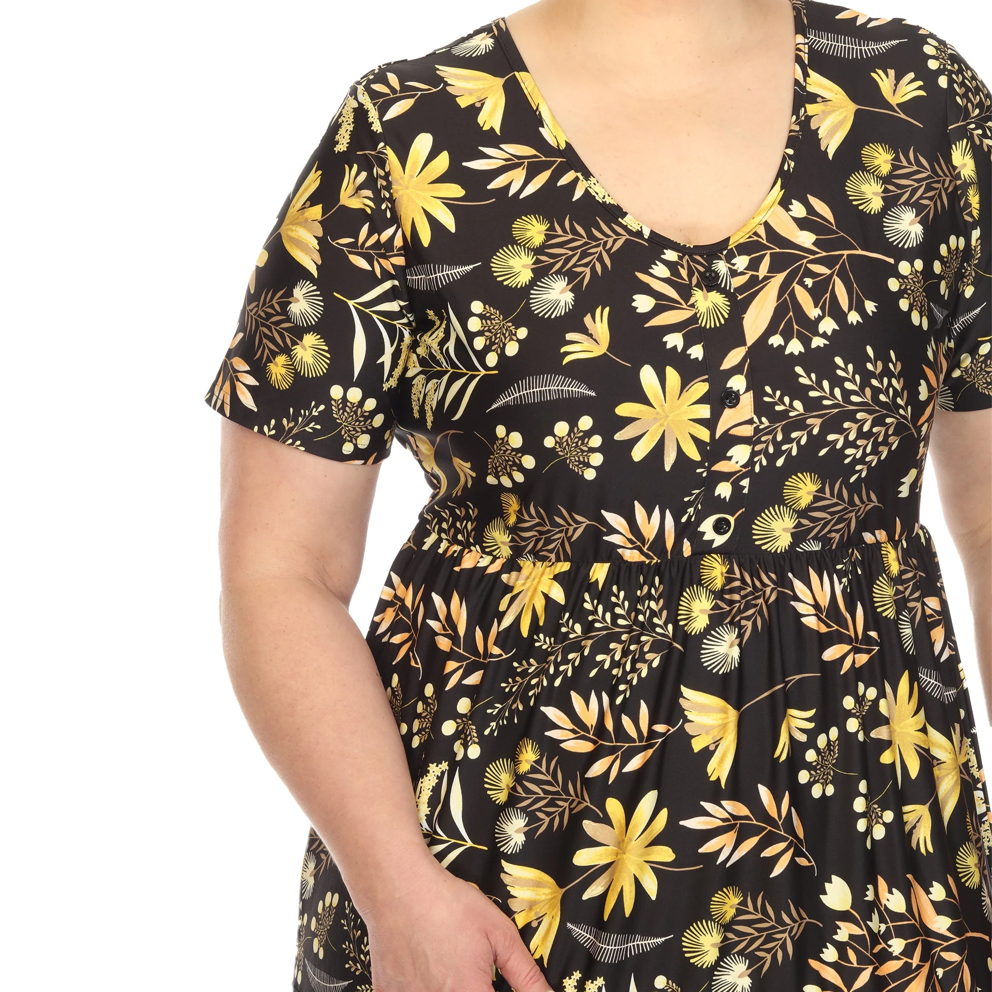 Floral Short Sleeve Knee Length Dress - Plus - Image 4