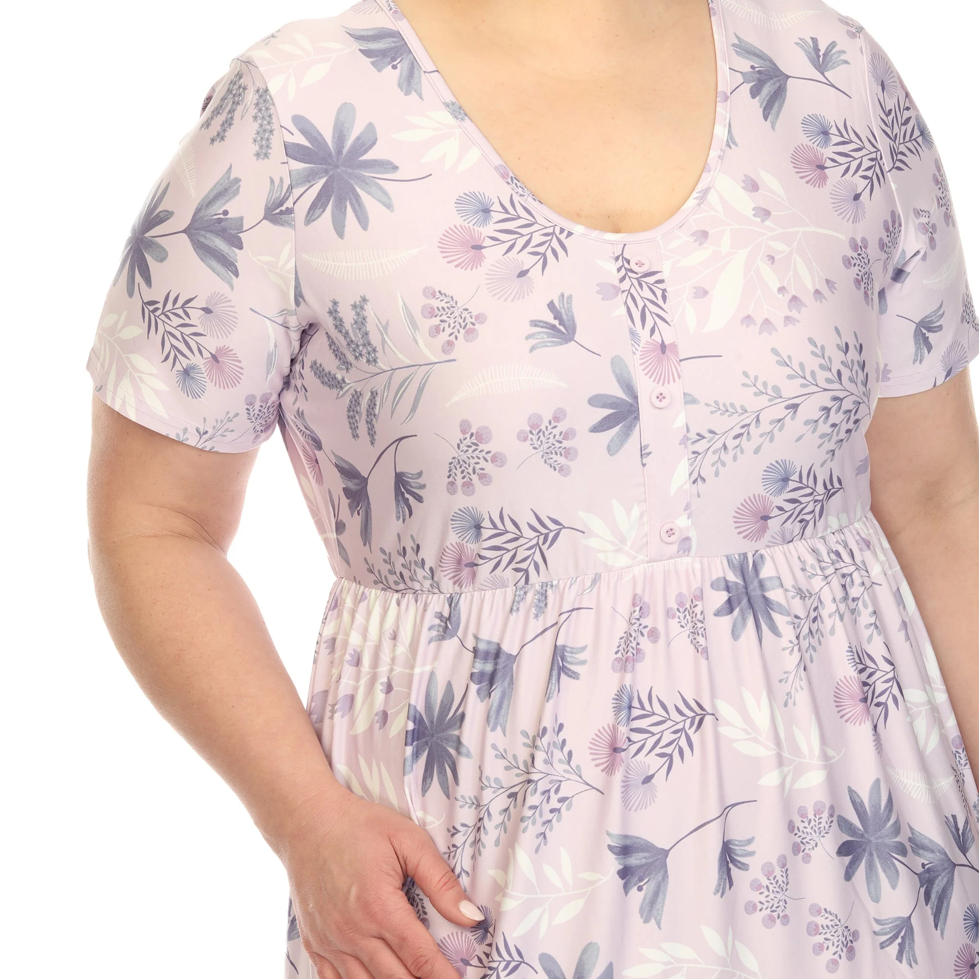 Floral Short Sleeve Knee Length Dress - Plus - Image 9
