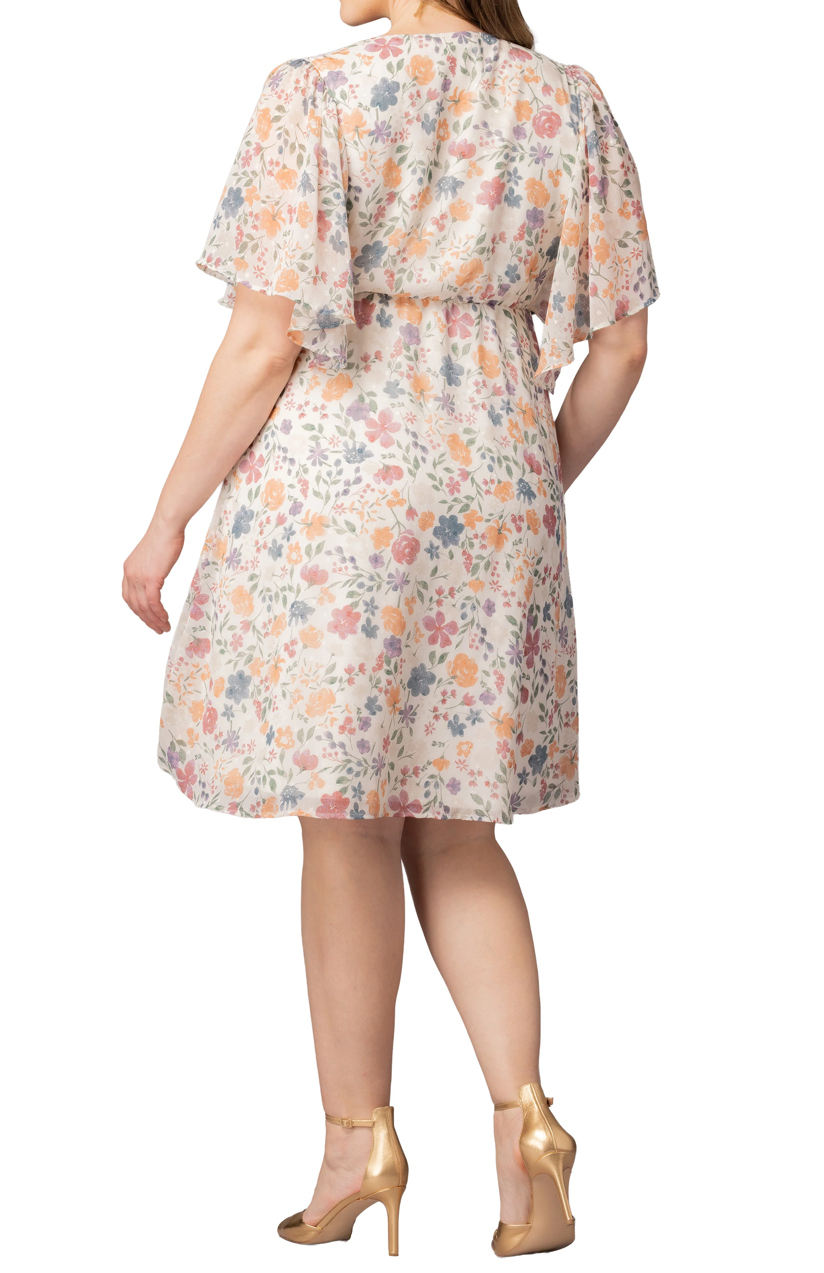 Florence Flutter Sleeve Dress  - Pale Blossoms -  Plus - Image 2