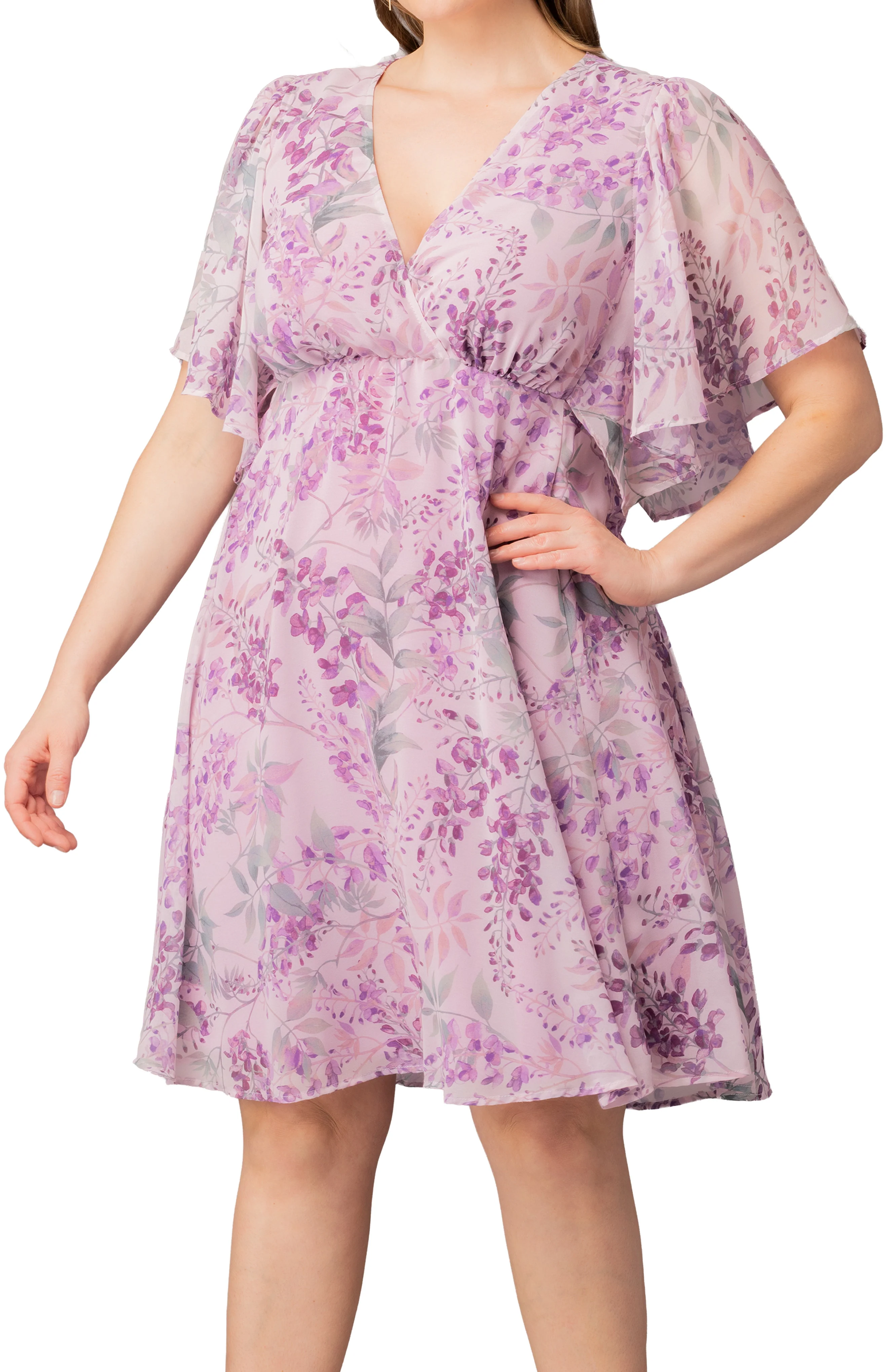 Florence Flutter Sleeve Dress - Wisteria Blooms - Plus - Image 3