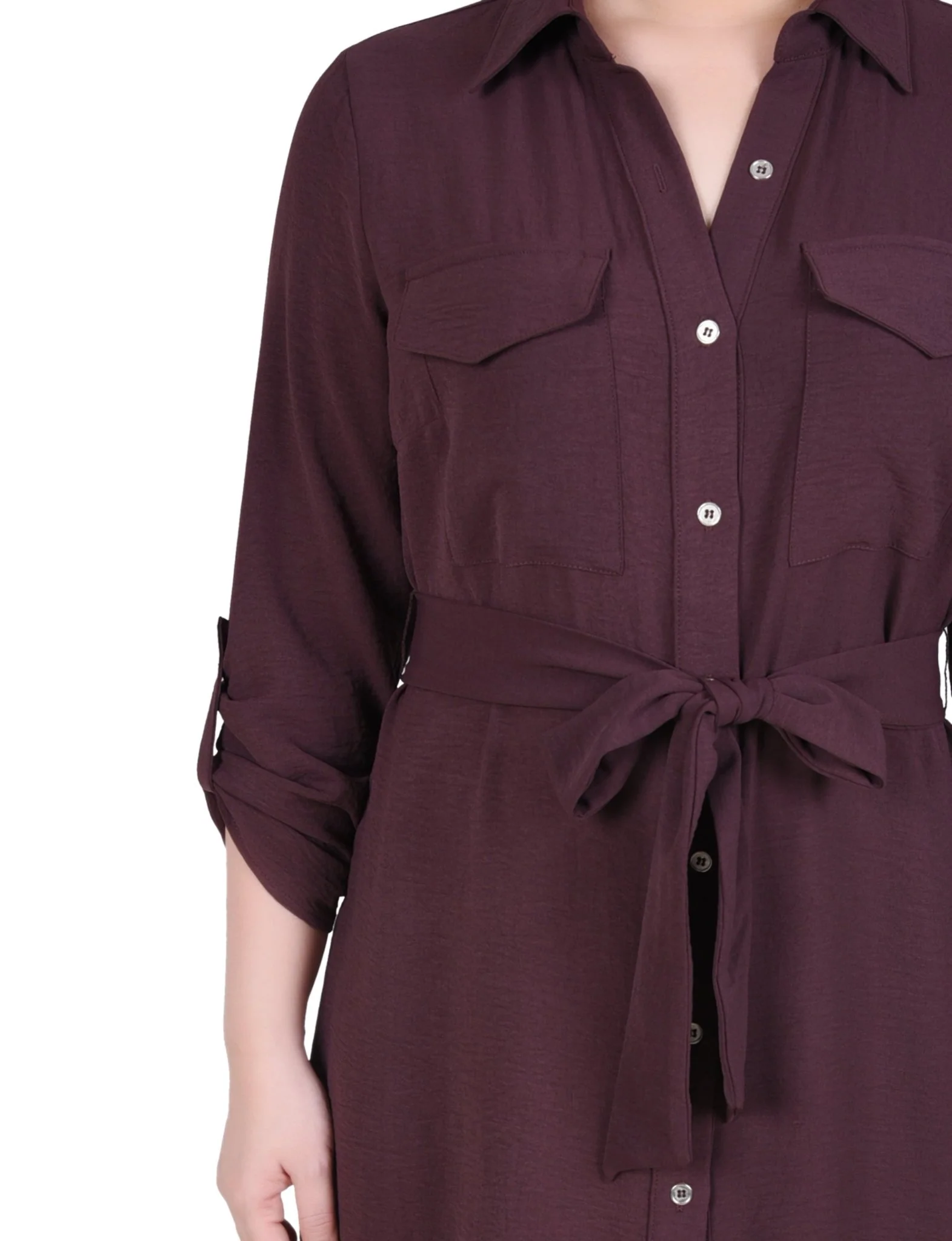 Fudge Long Roll Tab Sleeve Shirtdress - Image 4