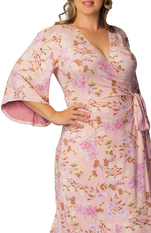 Gemini Wrap Dress  - Lively Peach Florals -  Plus - Image 4