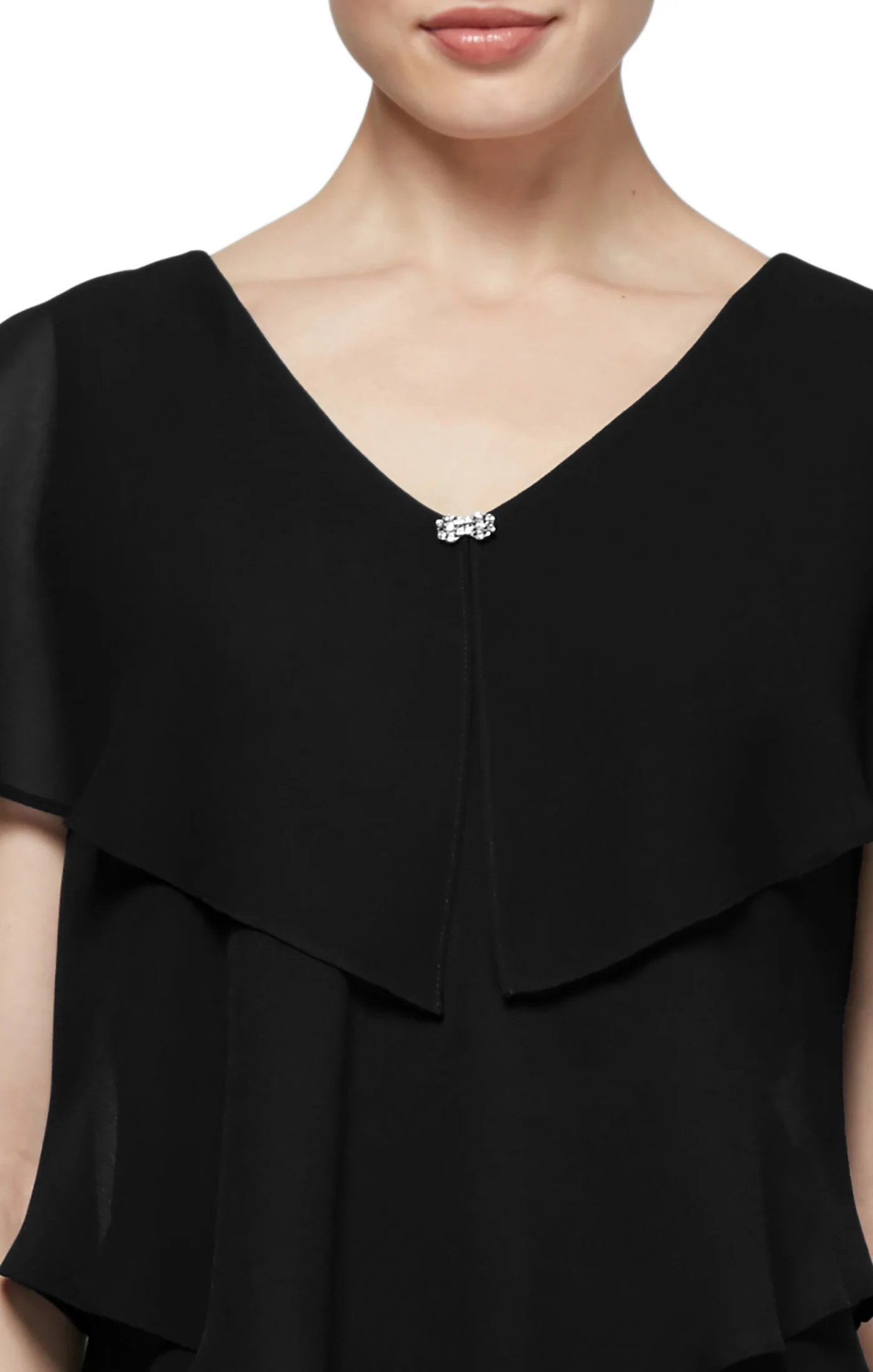Georgette Tiered Cocktail Dress - Black - Image 3