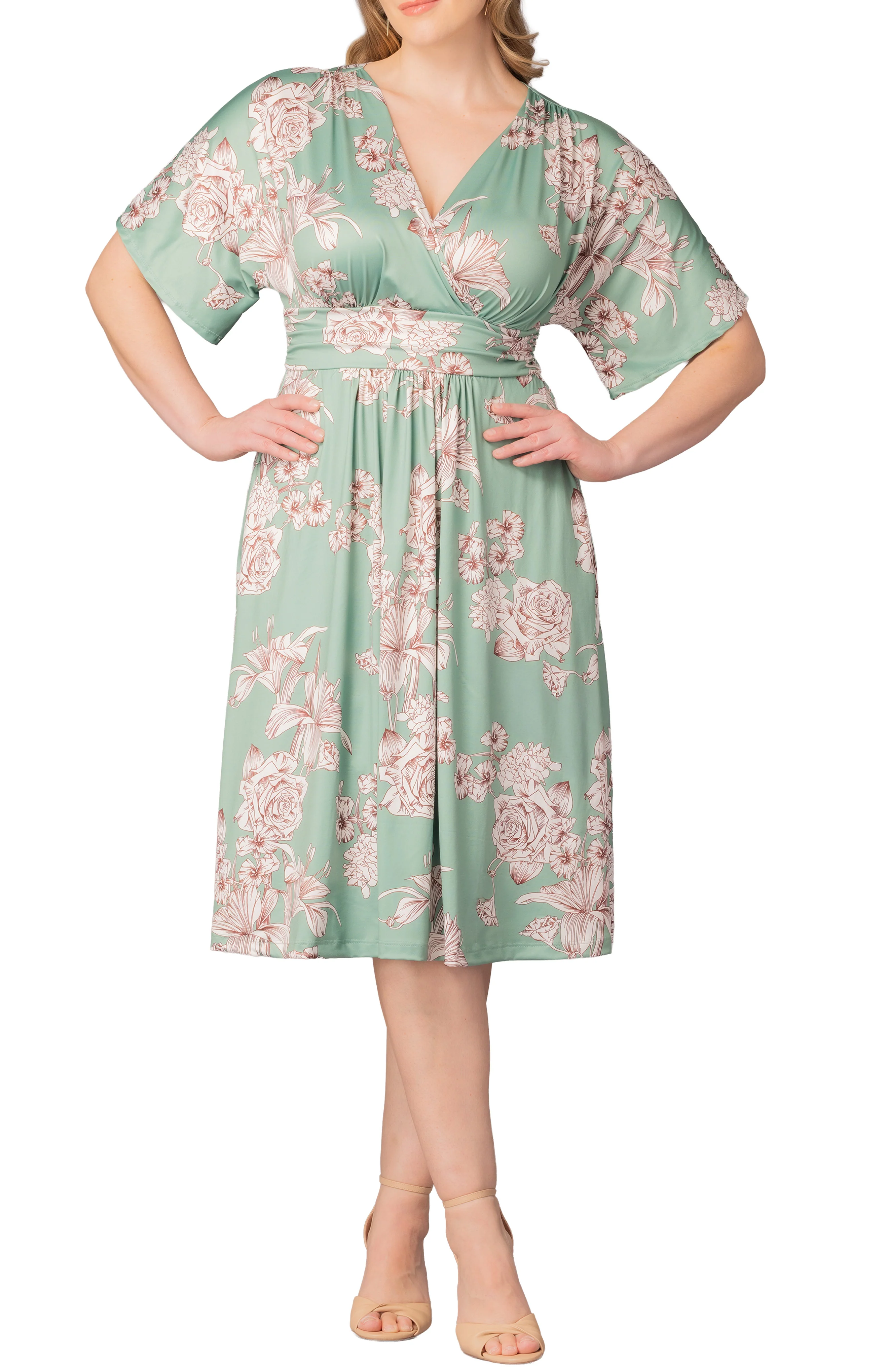 Gia Midi Dress -Sage Garden Print - Plus