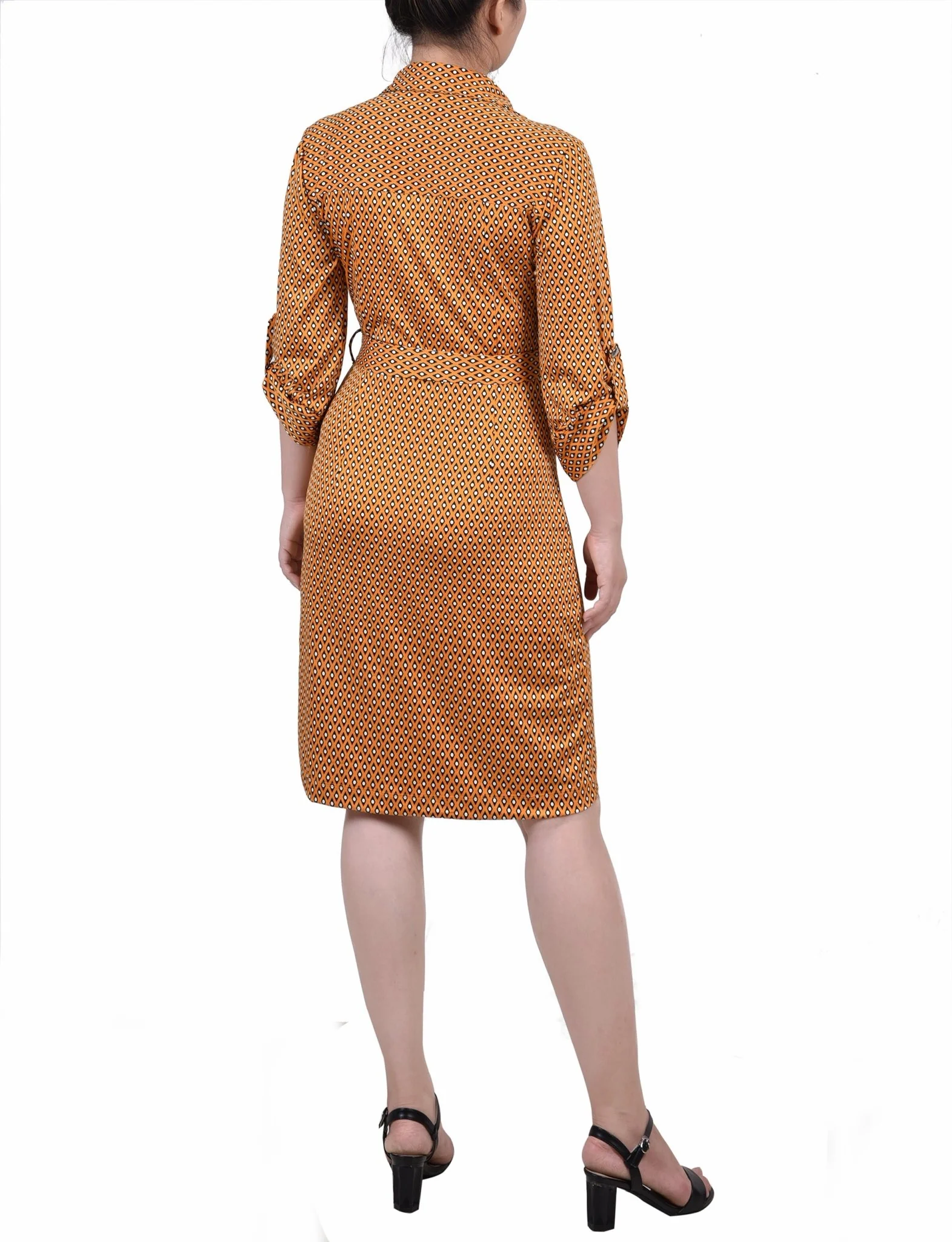 Golden Black Lil Elle Belted Roll Tab Zip Front Shirtdress - Petite - Image 3