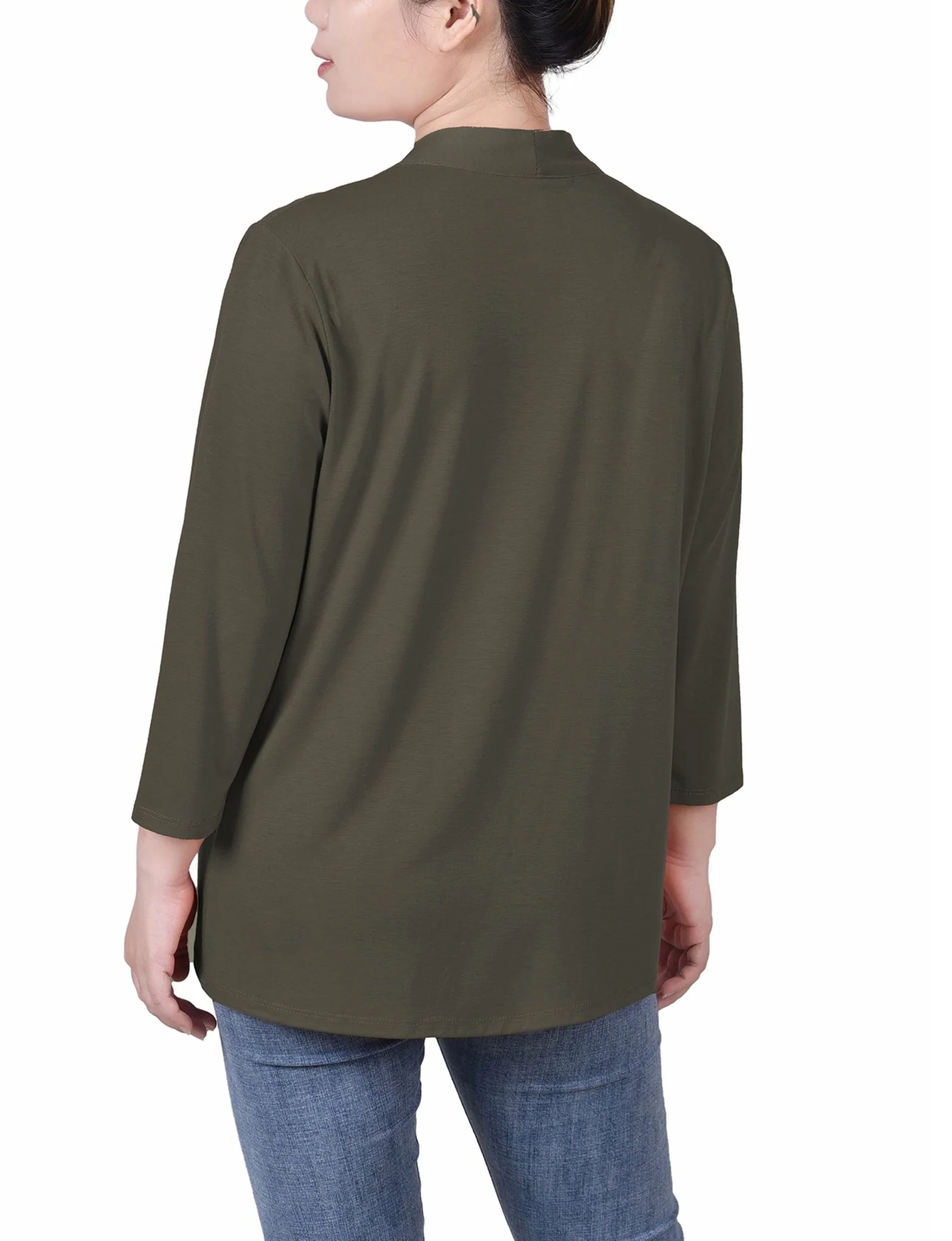 Grape Leaf 3/4 Sleeve Solid Cardigan - Image 4
