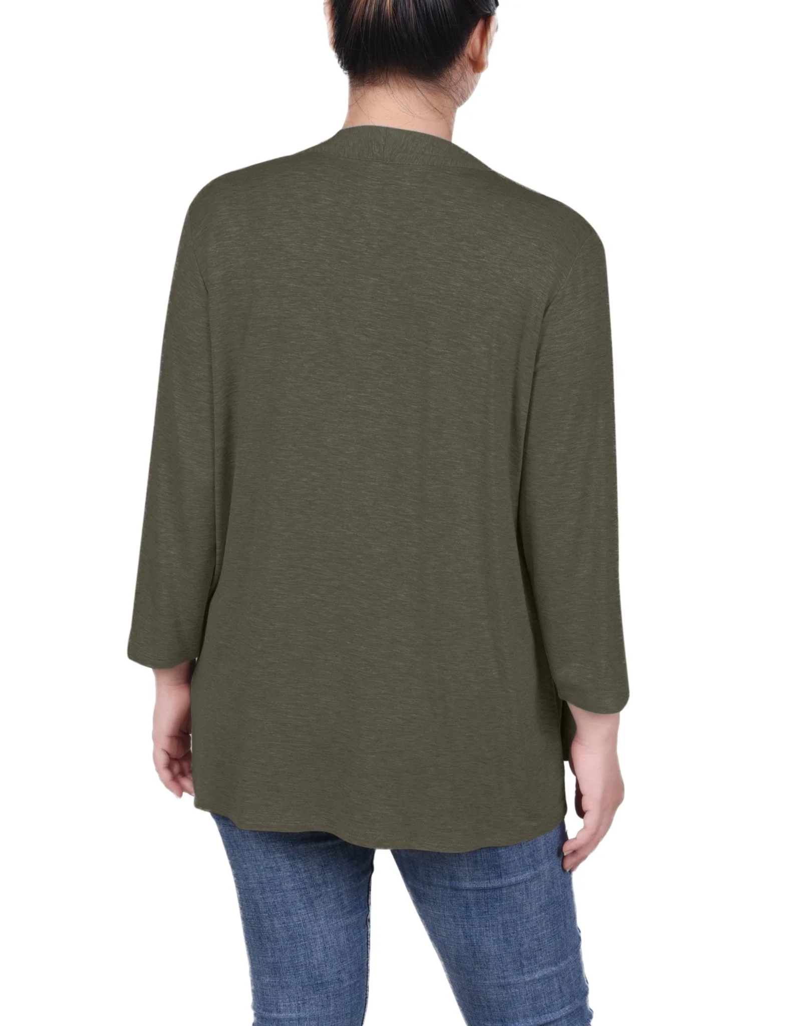 Grape Leaf Solid 3/4 Sleeve Cardigan - Image 4