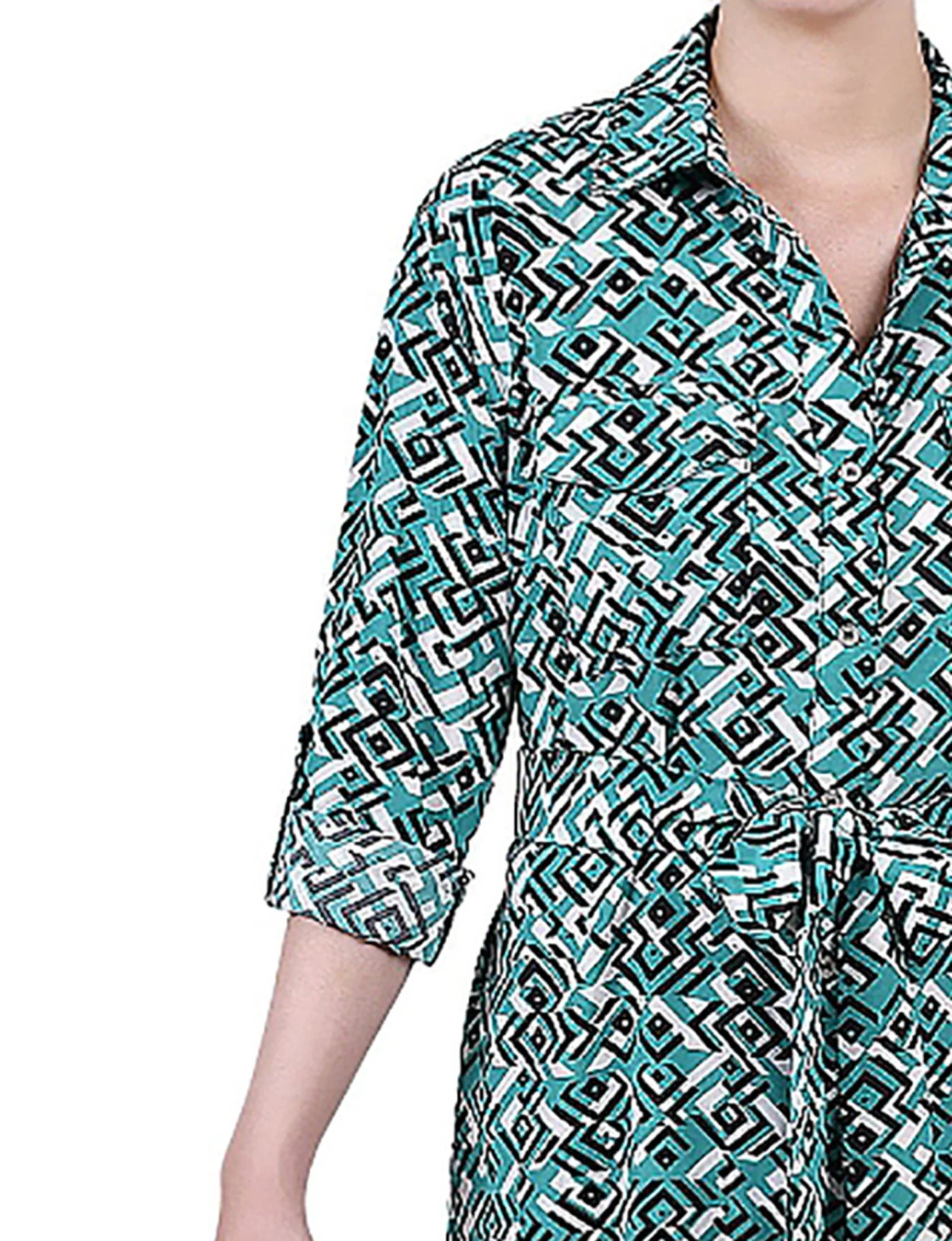 Green Diatribe 3/4 Roll Tab Sleeve Belted Shirtdress - Petite - Image 4