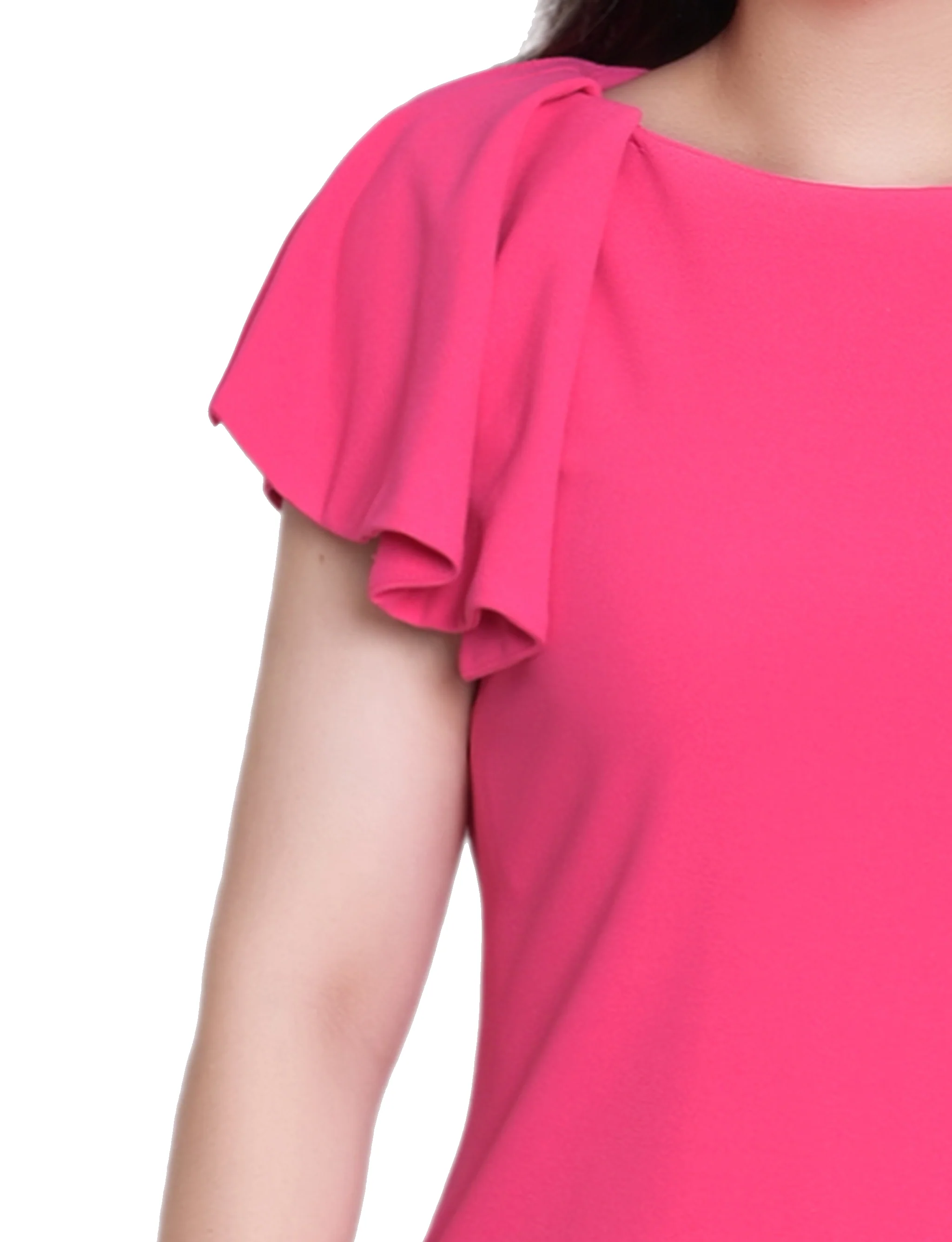 Havana Pink Flutter Sleeve Sheath Dress - Image 2