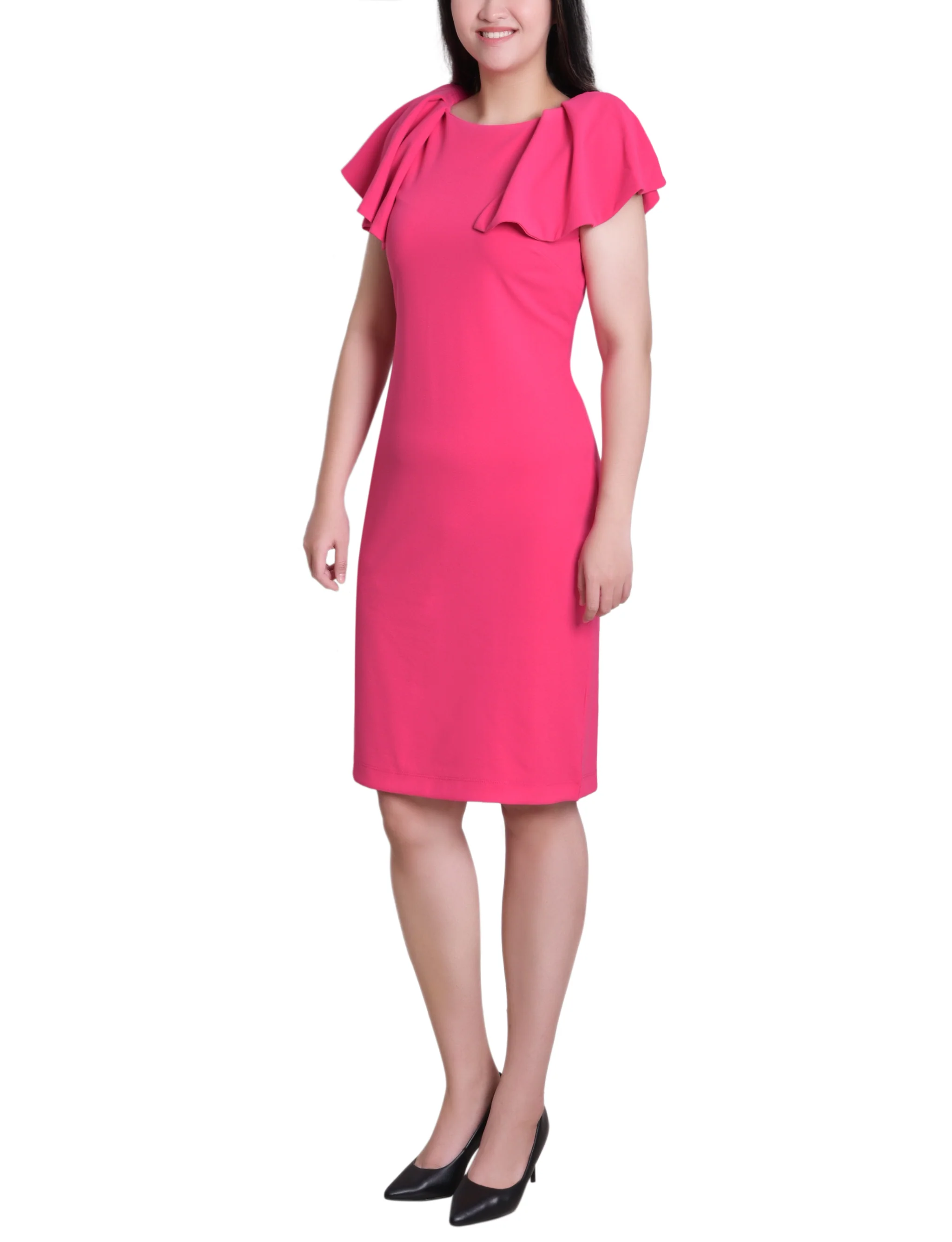 Havana Pink Flutter Sleeve Sheath Dress - Image 3
