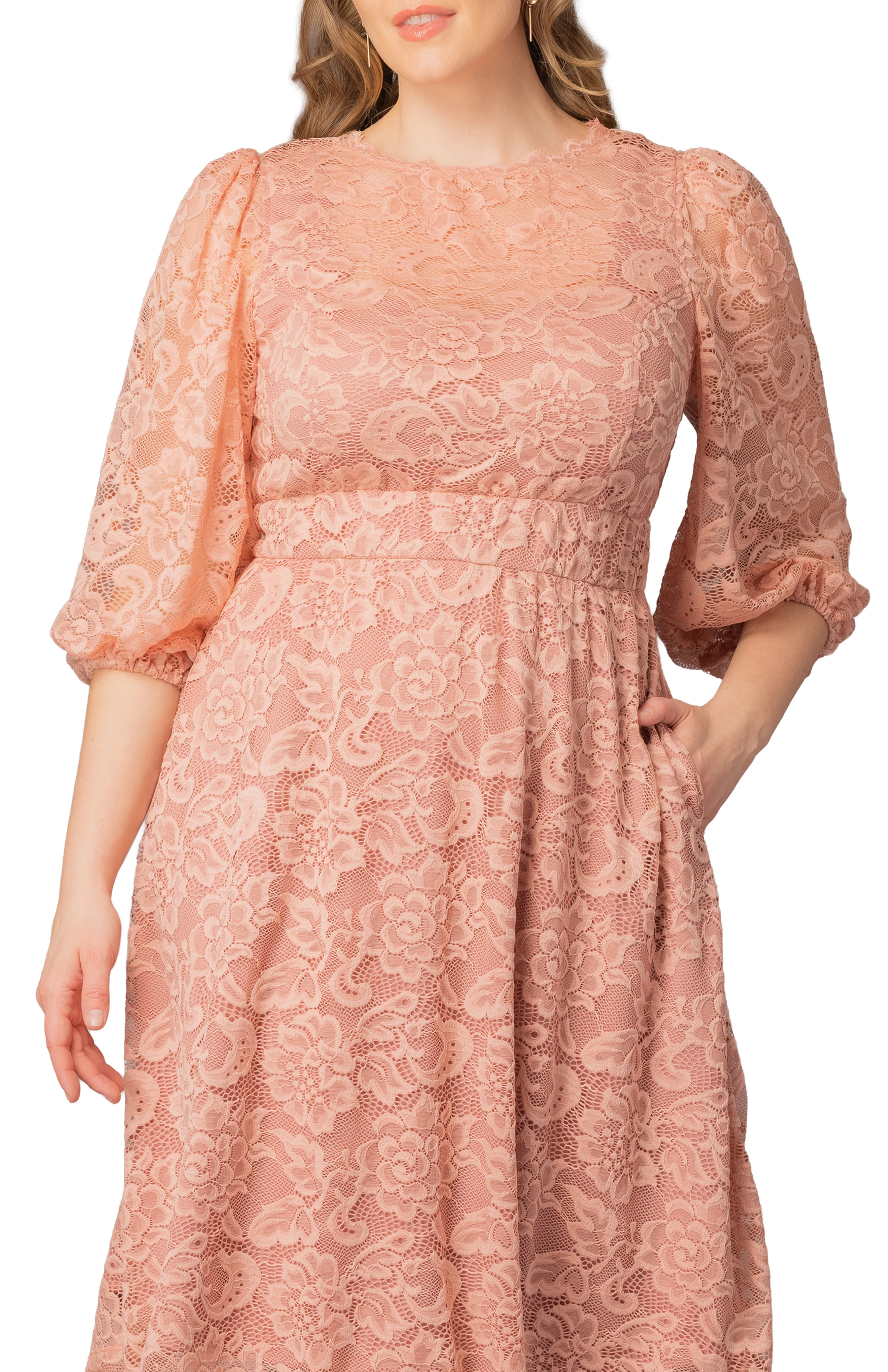 Hepburn Lace Cocktail Dress  -Blush Pink -  Plus - Image 3