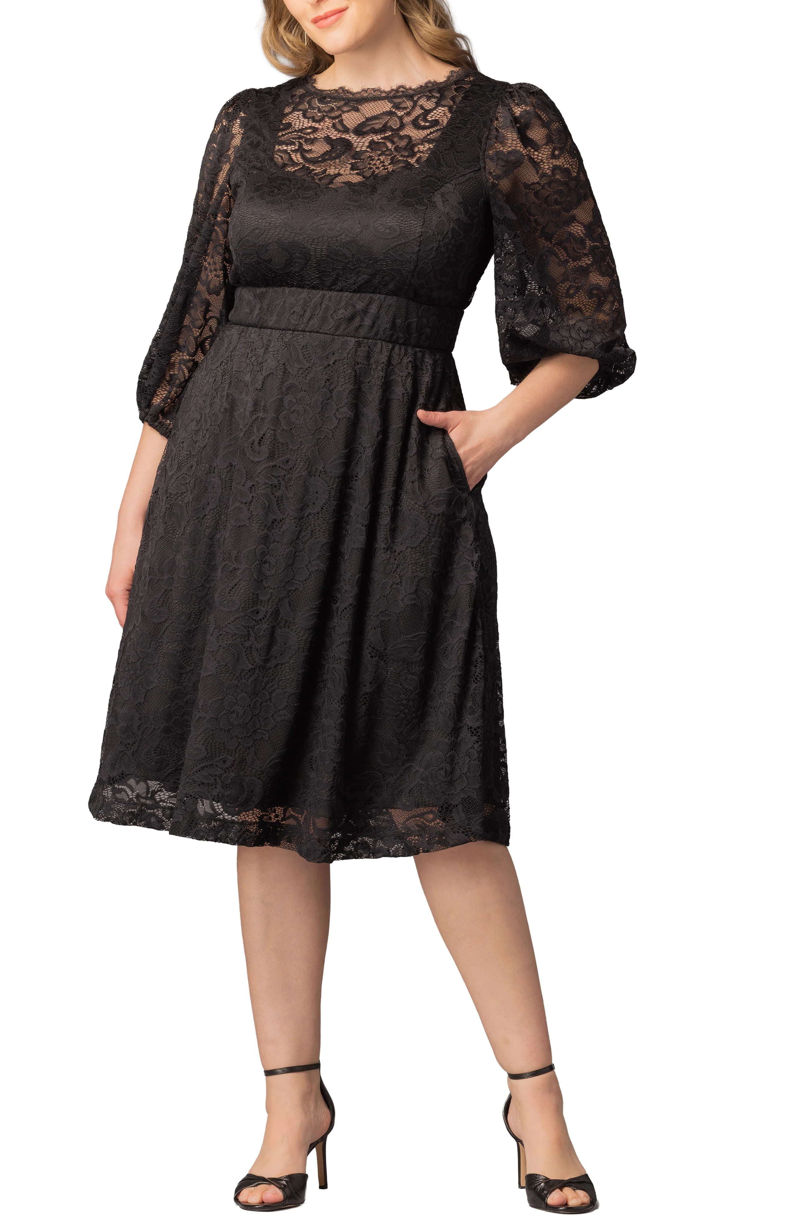 Hepburn Lace Cocktail Dress -Onyx - Plus