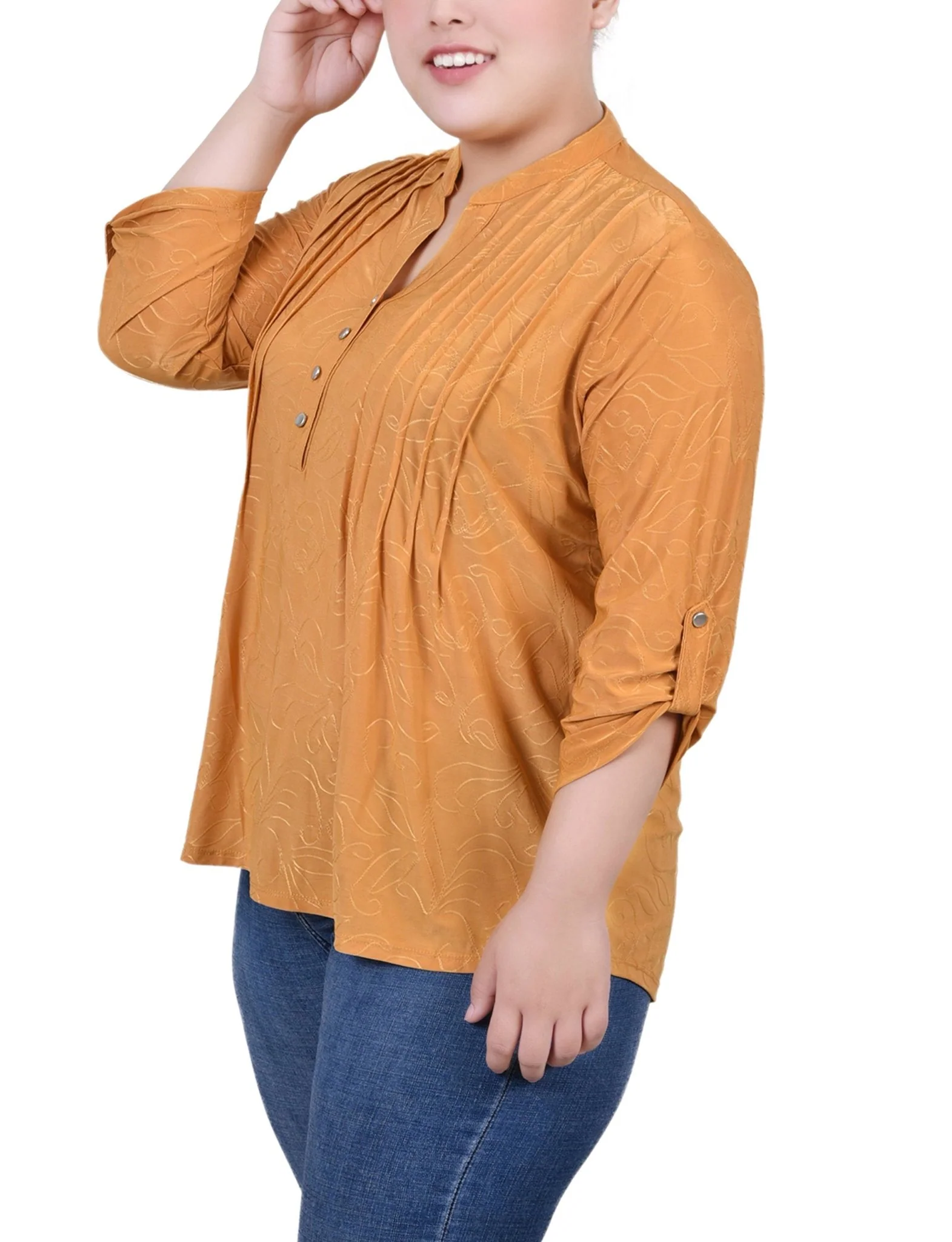 Inca Gold 3/4 Roll Tab Pullover Top - Plus - Image 2