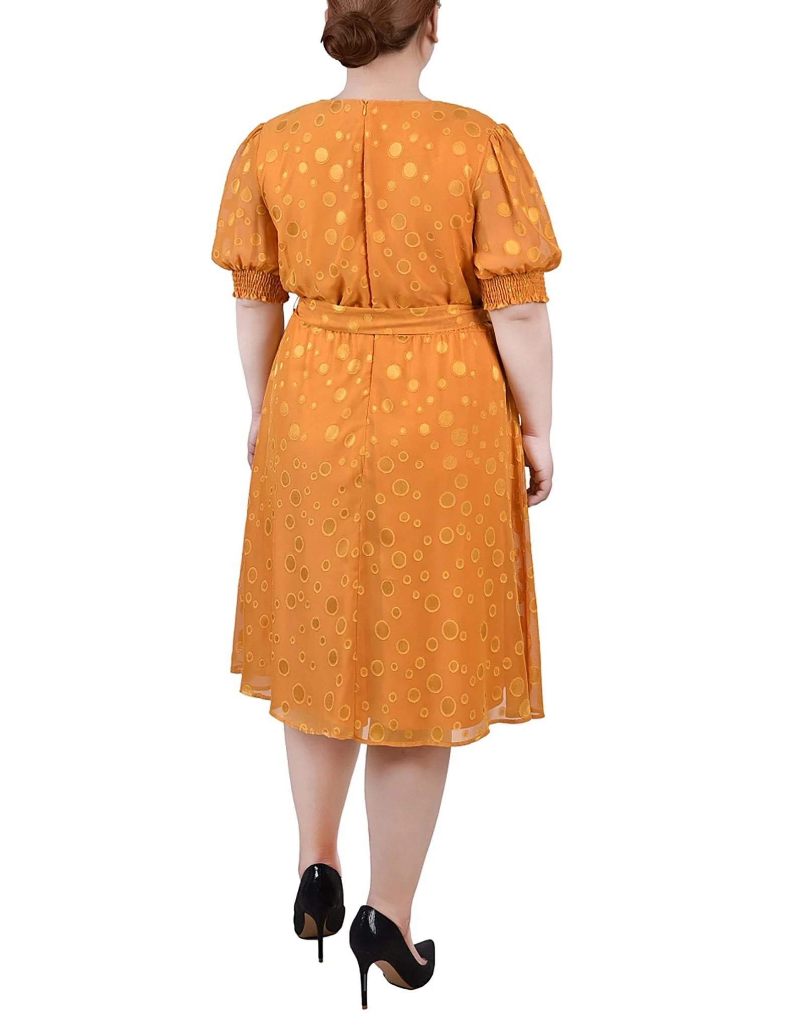 Inca Gold Elbow Sleeve Swiss Dot Dress - Plus - Image 3