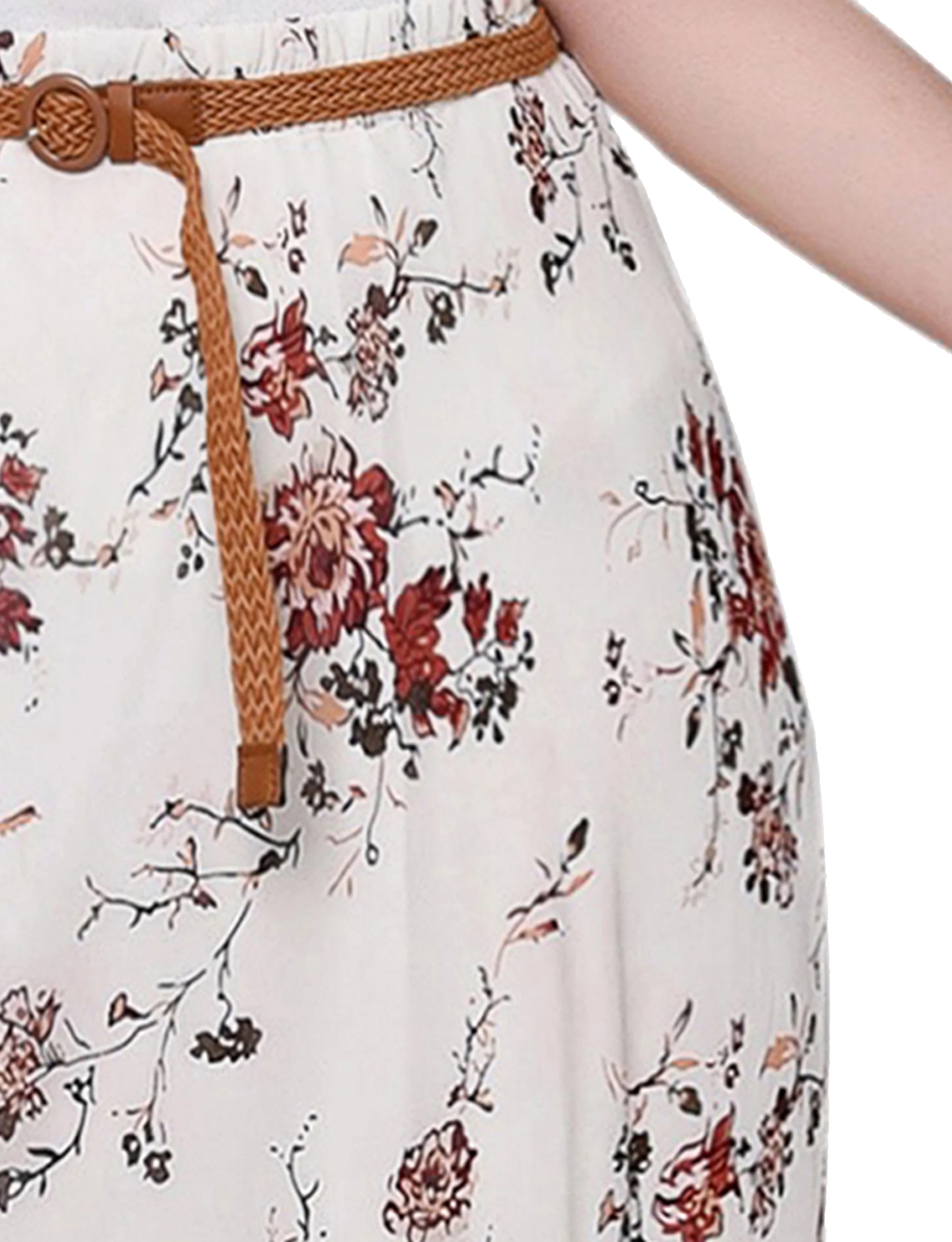 Ivory Floral Chiffon Maxi Skirt - Plus - Image 3