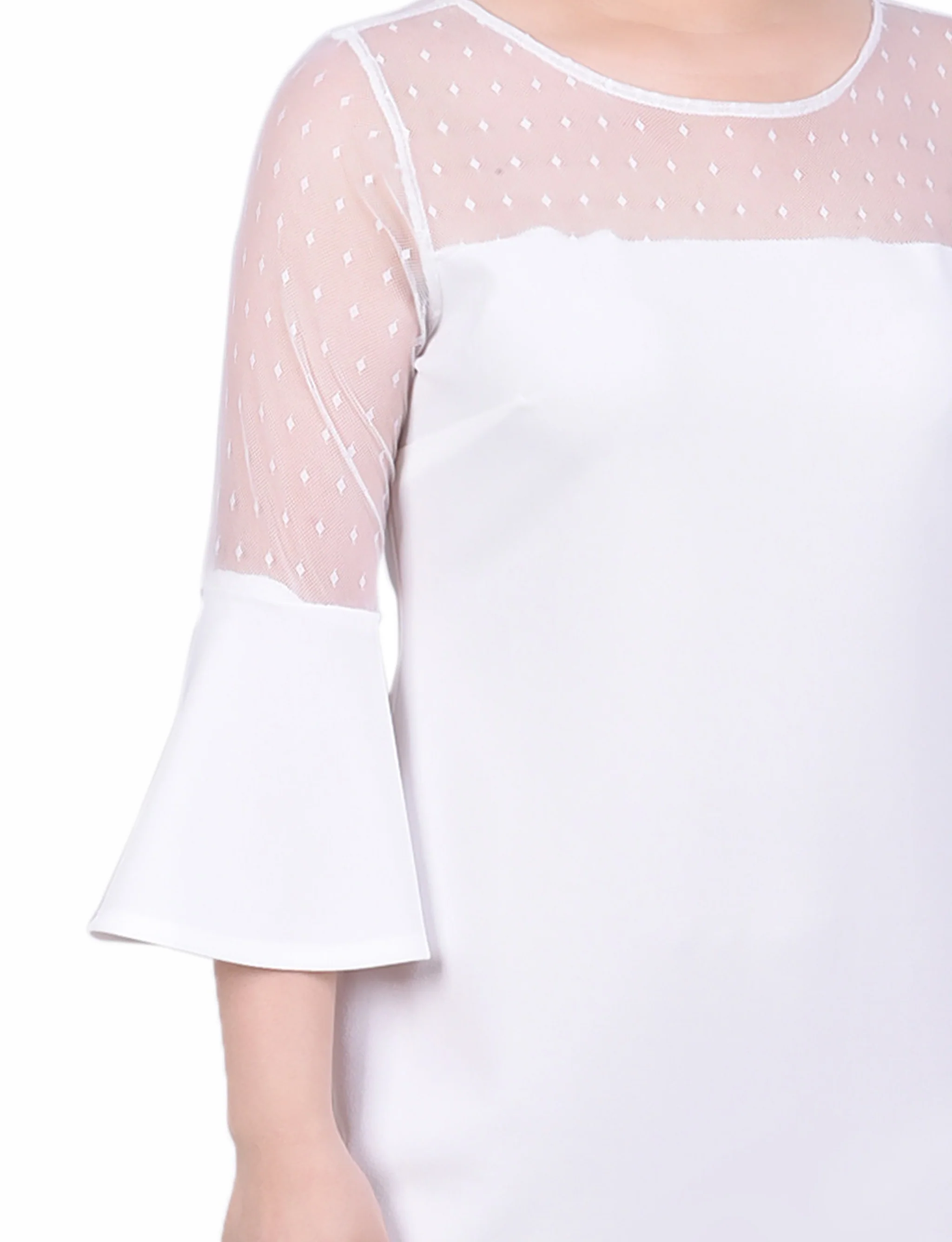 Ivory Illusion Neck Scuba Dress - Image 4