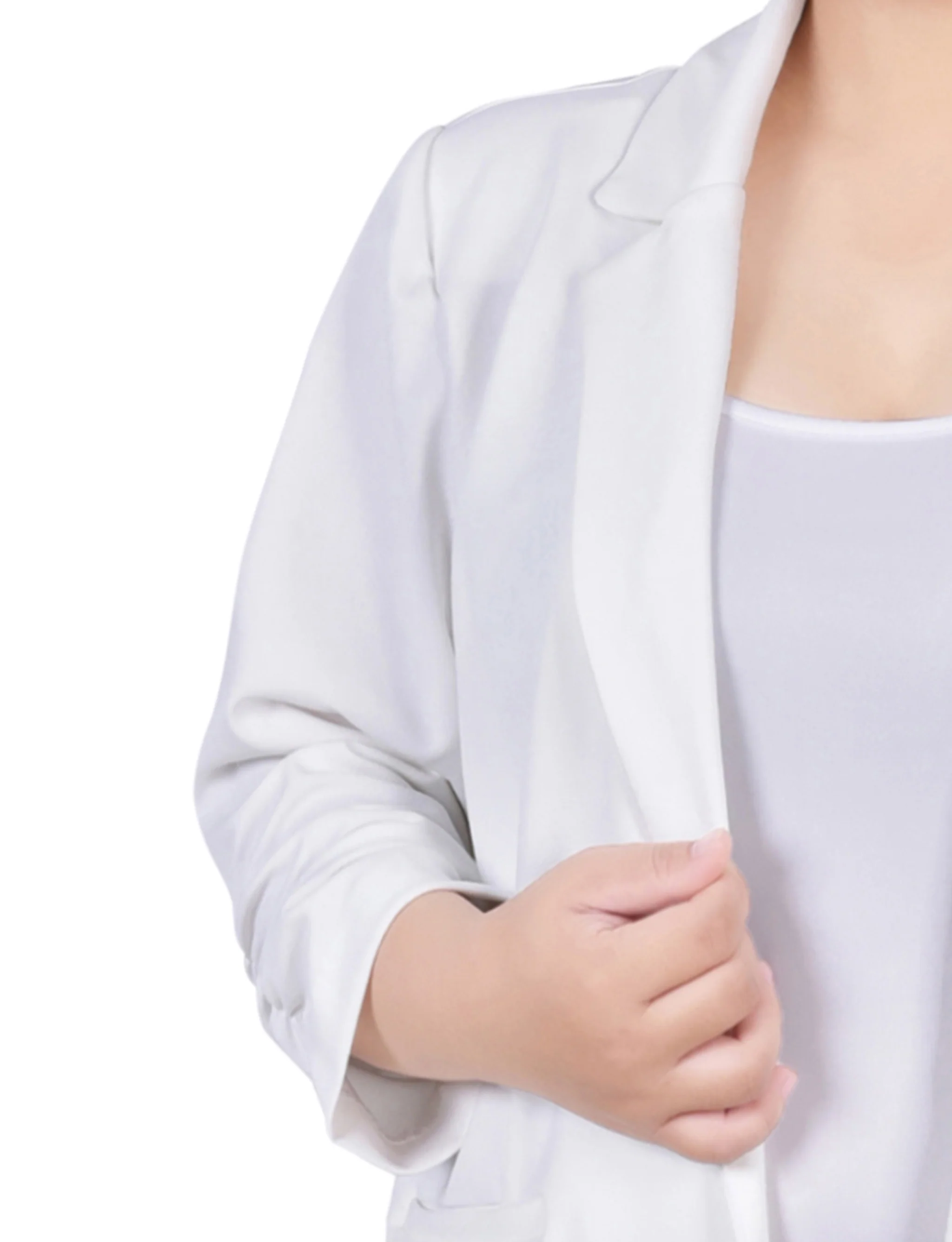 Ivory Long Sleeve Scuba Crepe Jacket - Plus - Image 3