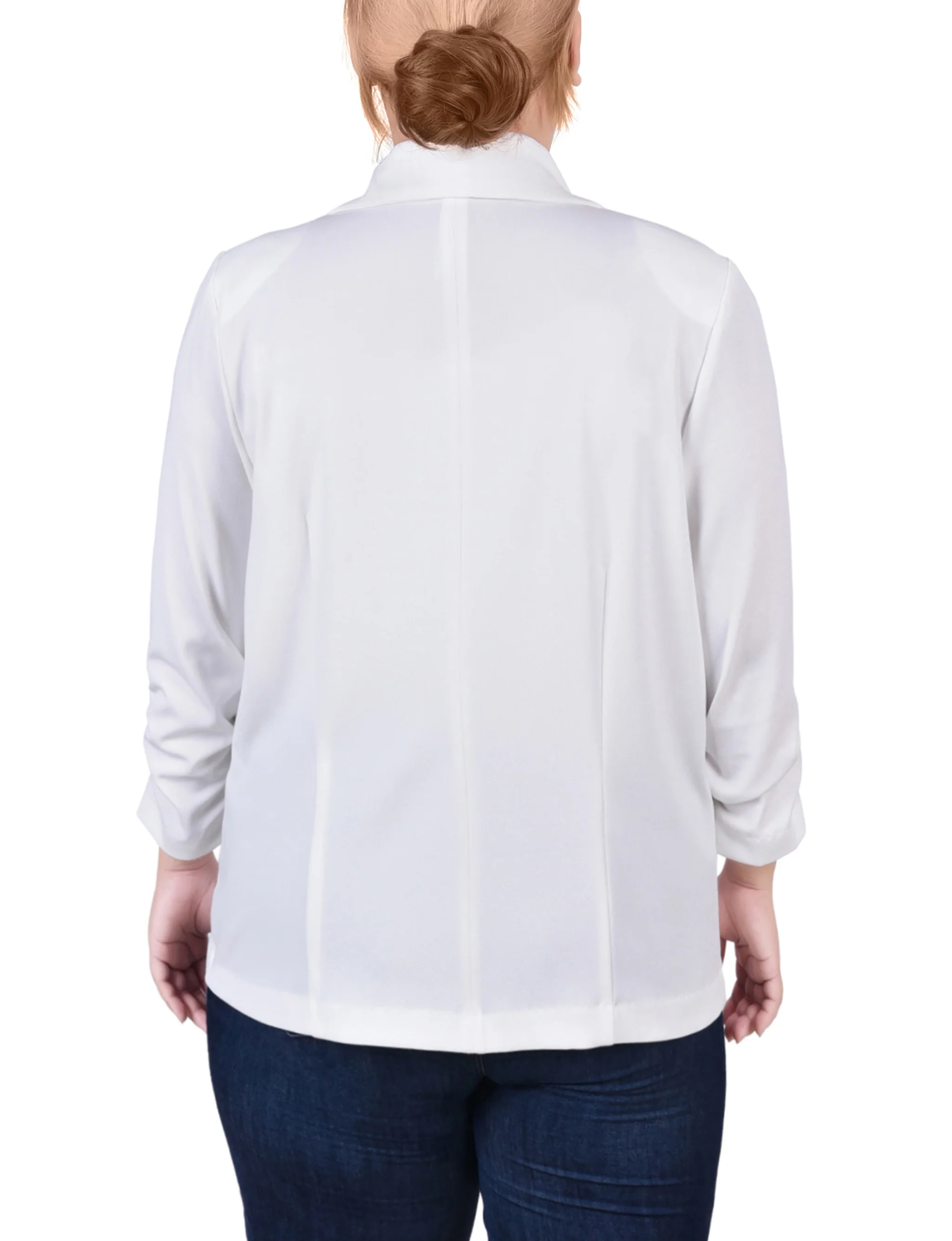 Ivory Long Sleeve Scuba Crepe Jacket - Plus - Image 4