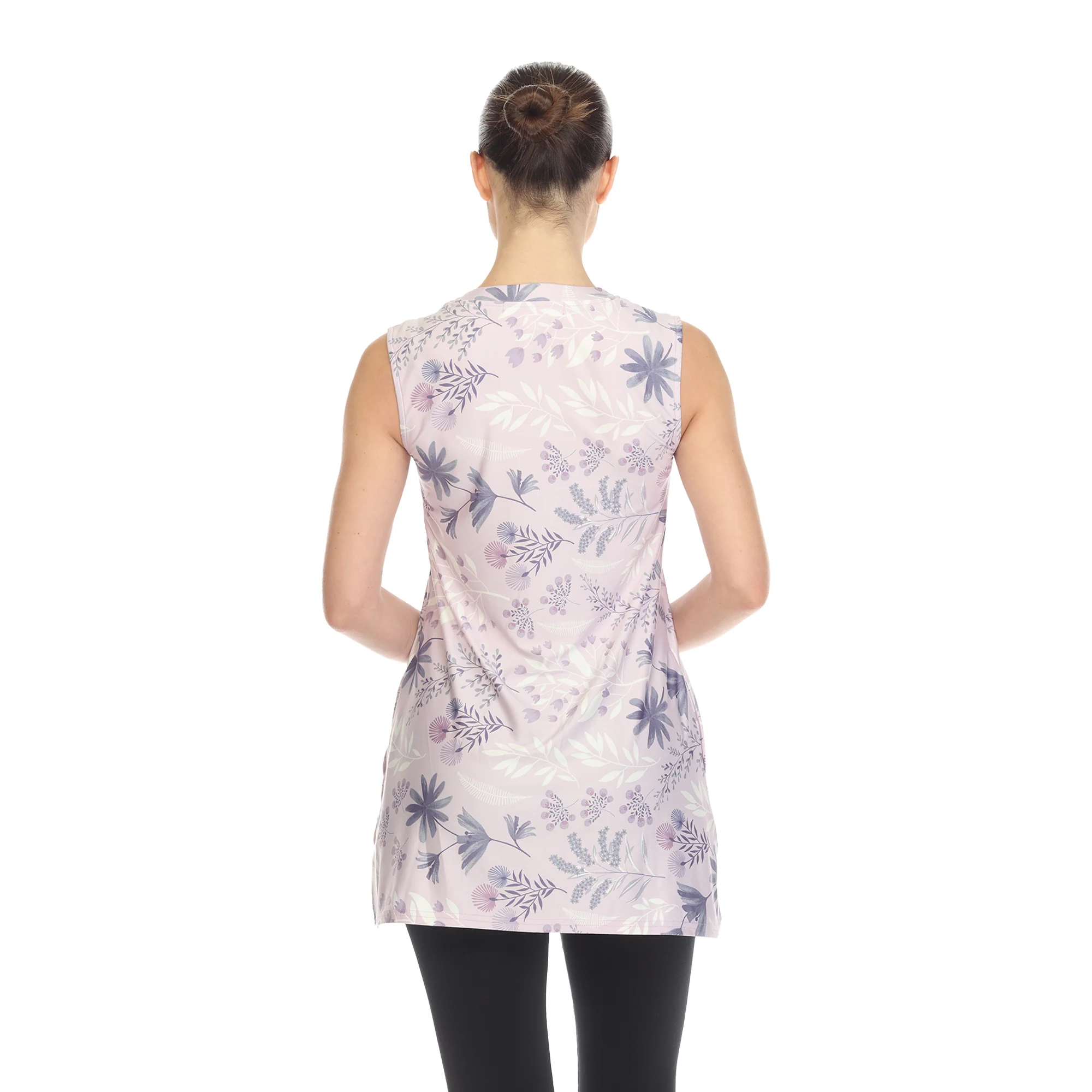 Lavender Floral Sleeveless Tunic Top - Image 3