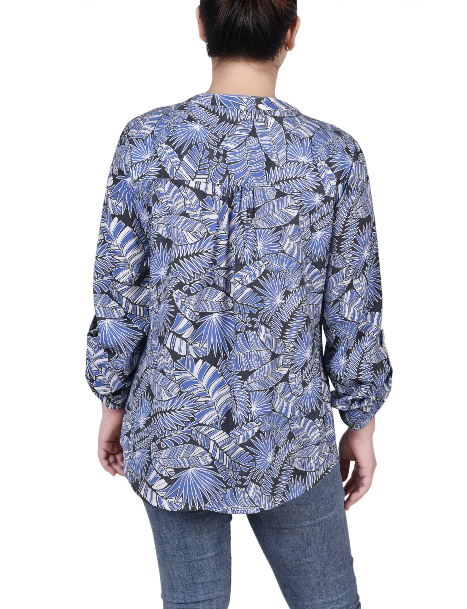 Long Roll Tab Sleeve Pintuck Front Blouse - Petite - Image 12