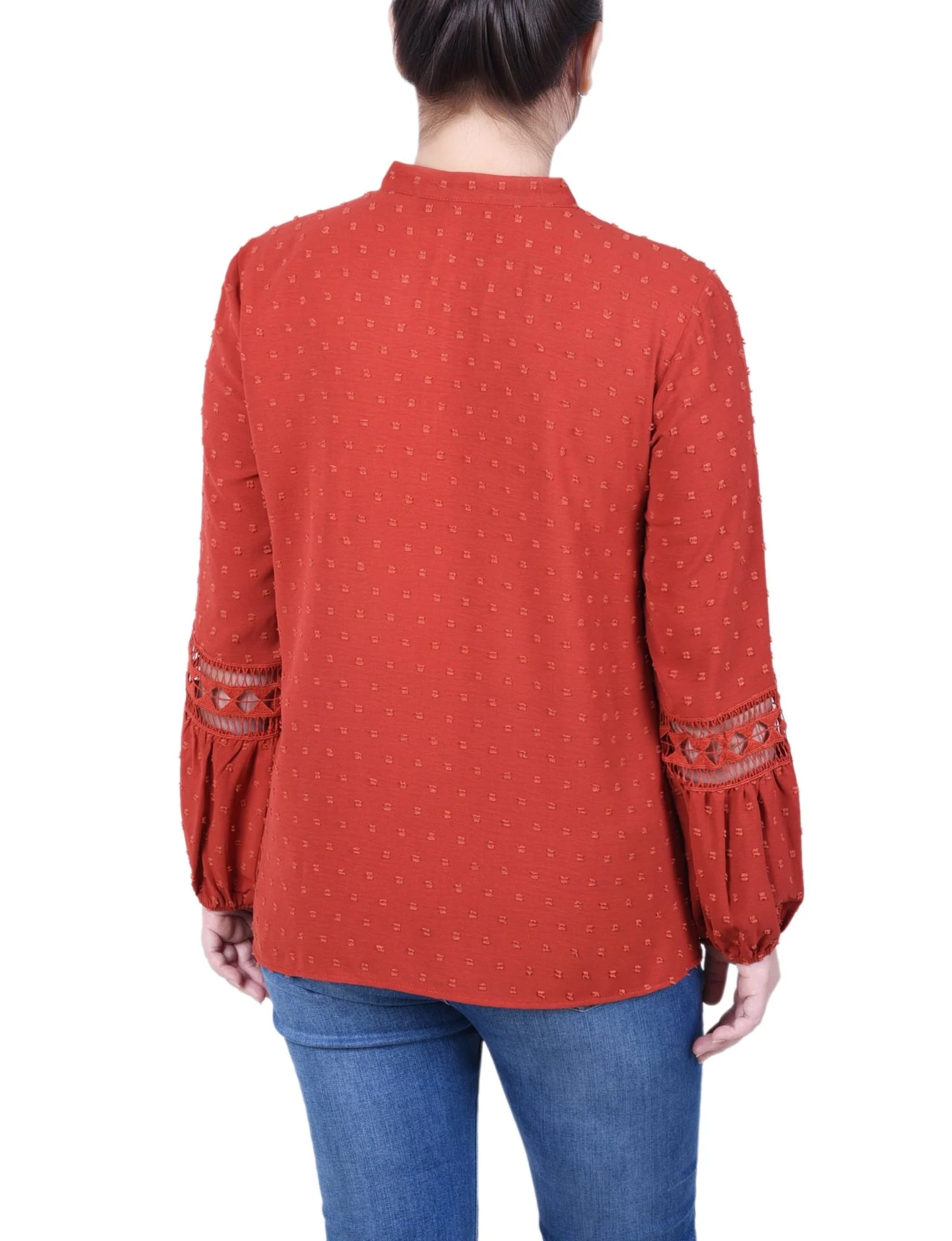 Long Sleeve Blouse With Crochet Trim - Petite - Image 8