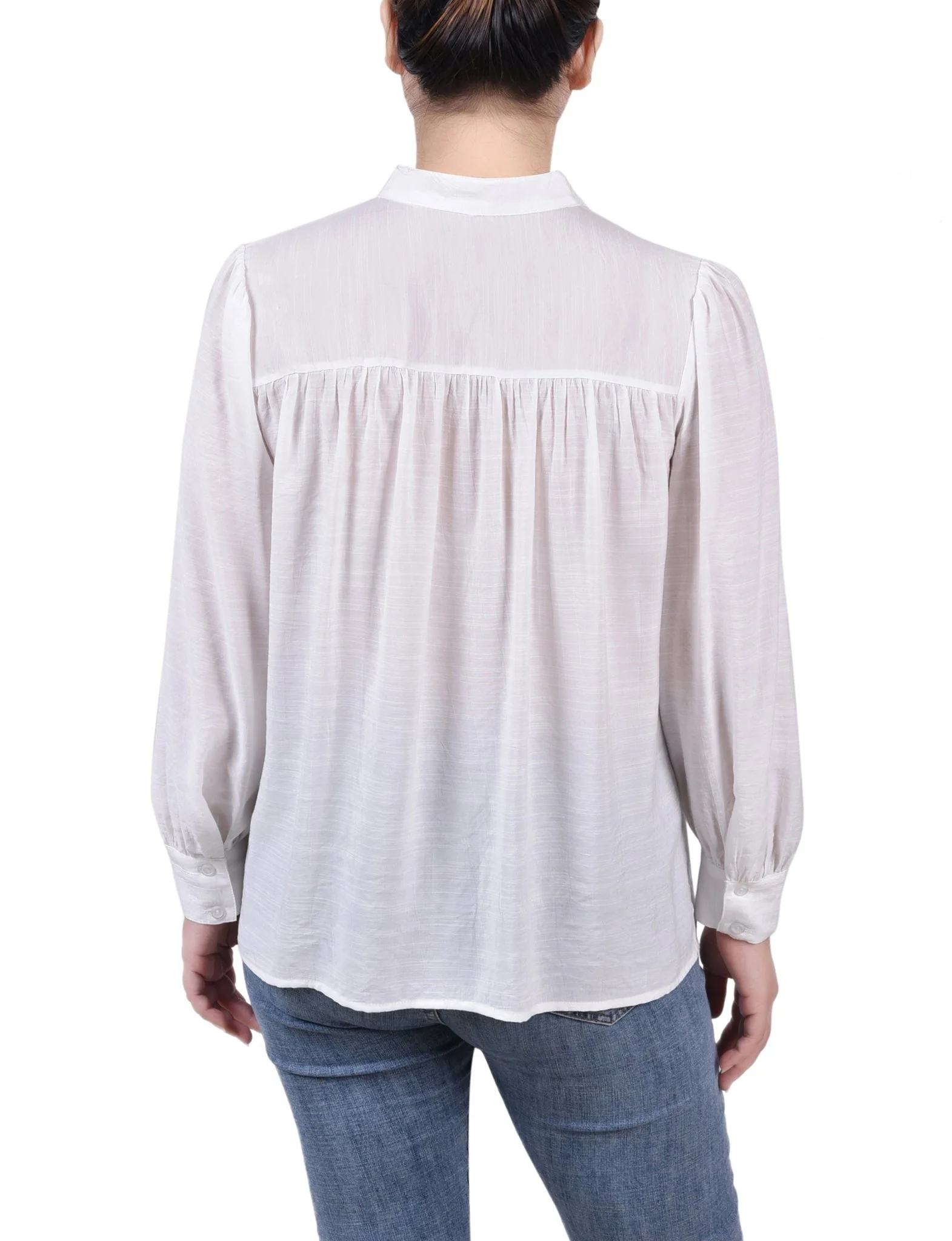 Long Sleeve Crochet Blouse - Petite - Image 3