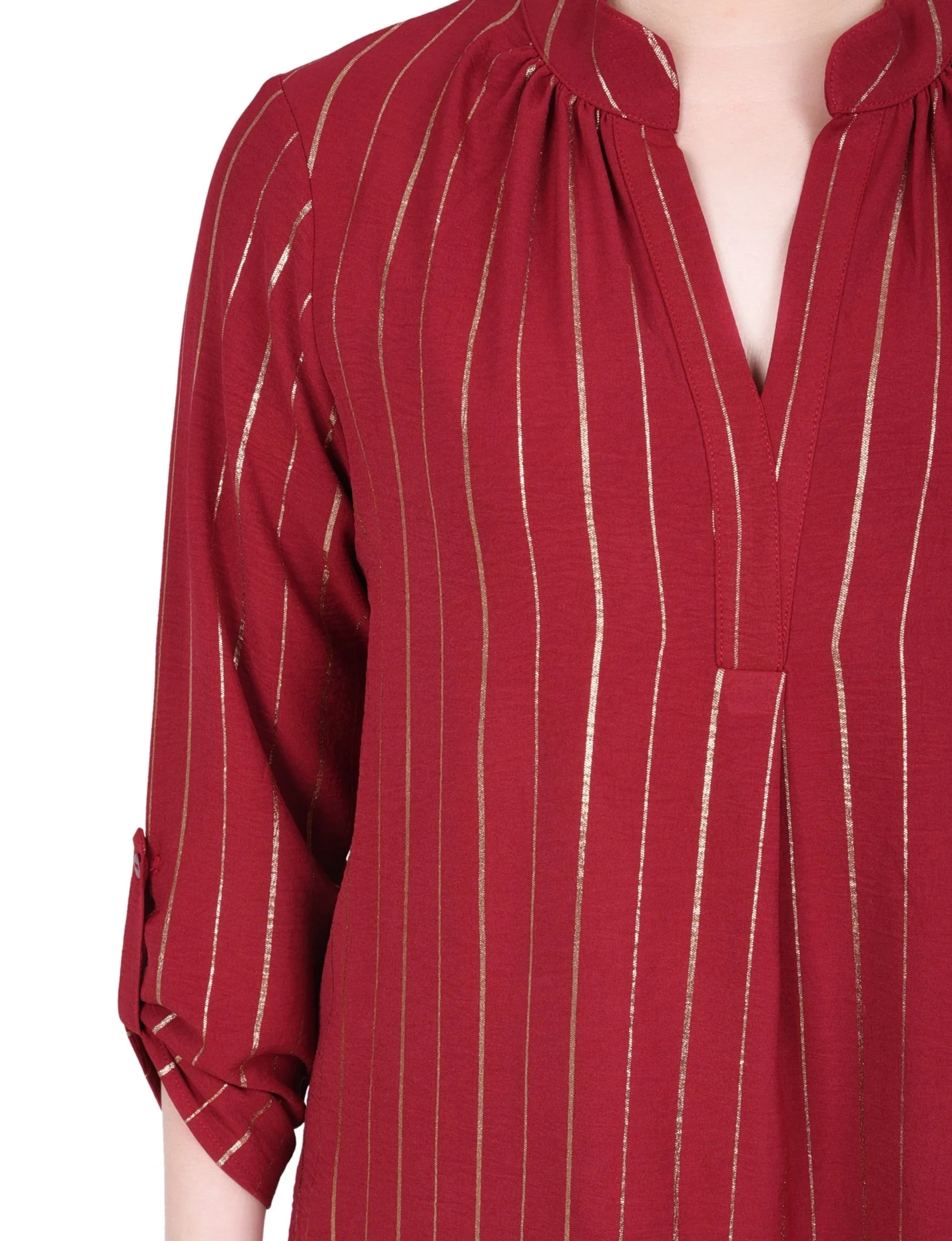 Long Sleeve Foil Striped Blouse - Petite - Image 7