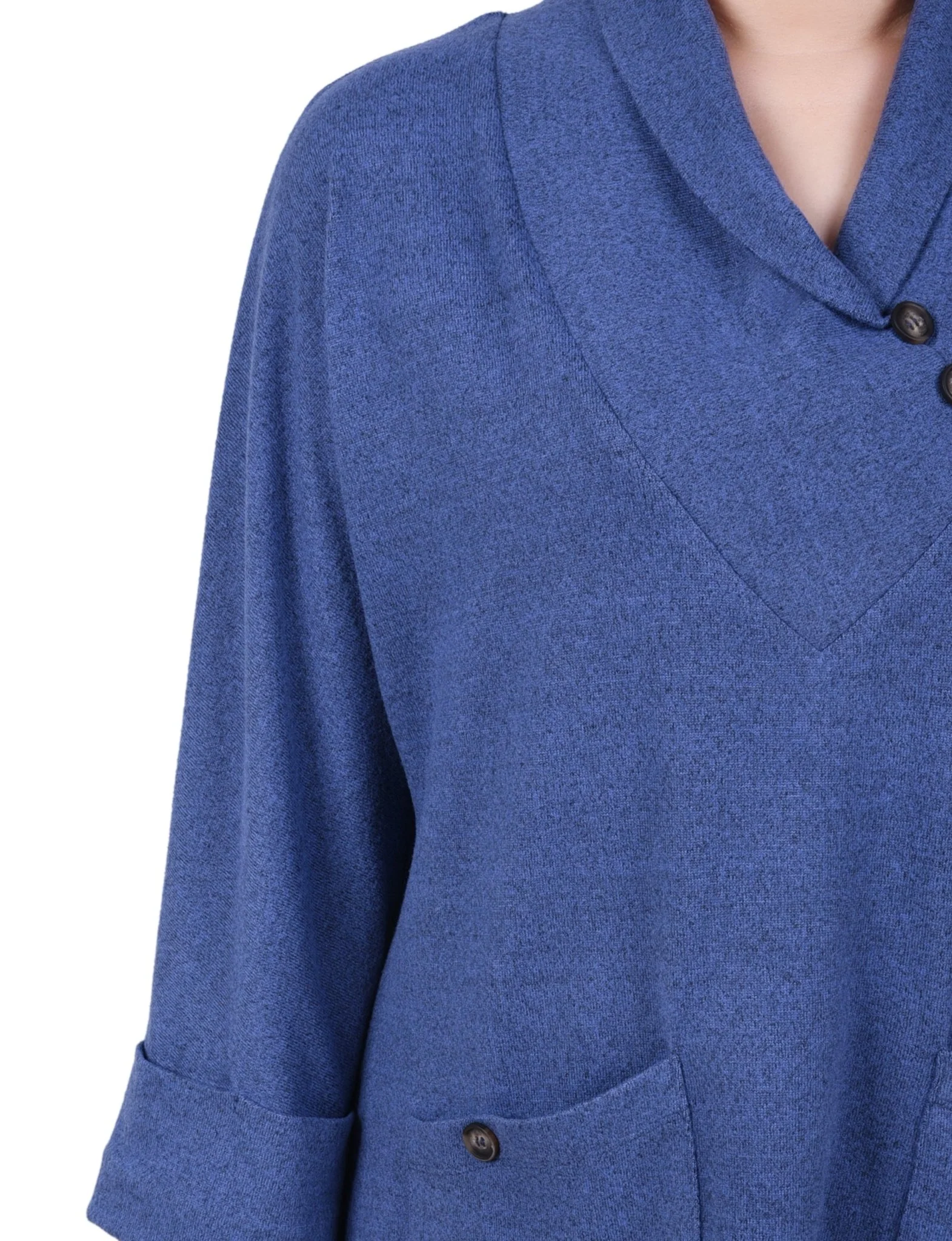 Long Sleeve Shawl Collar Top With Pockets - Petite - Image 3
