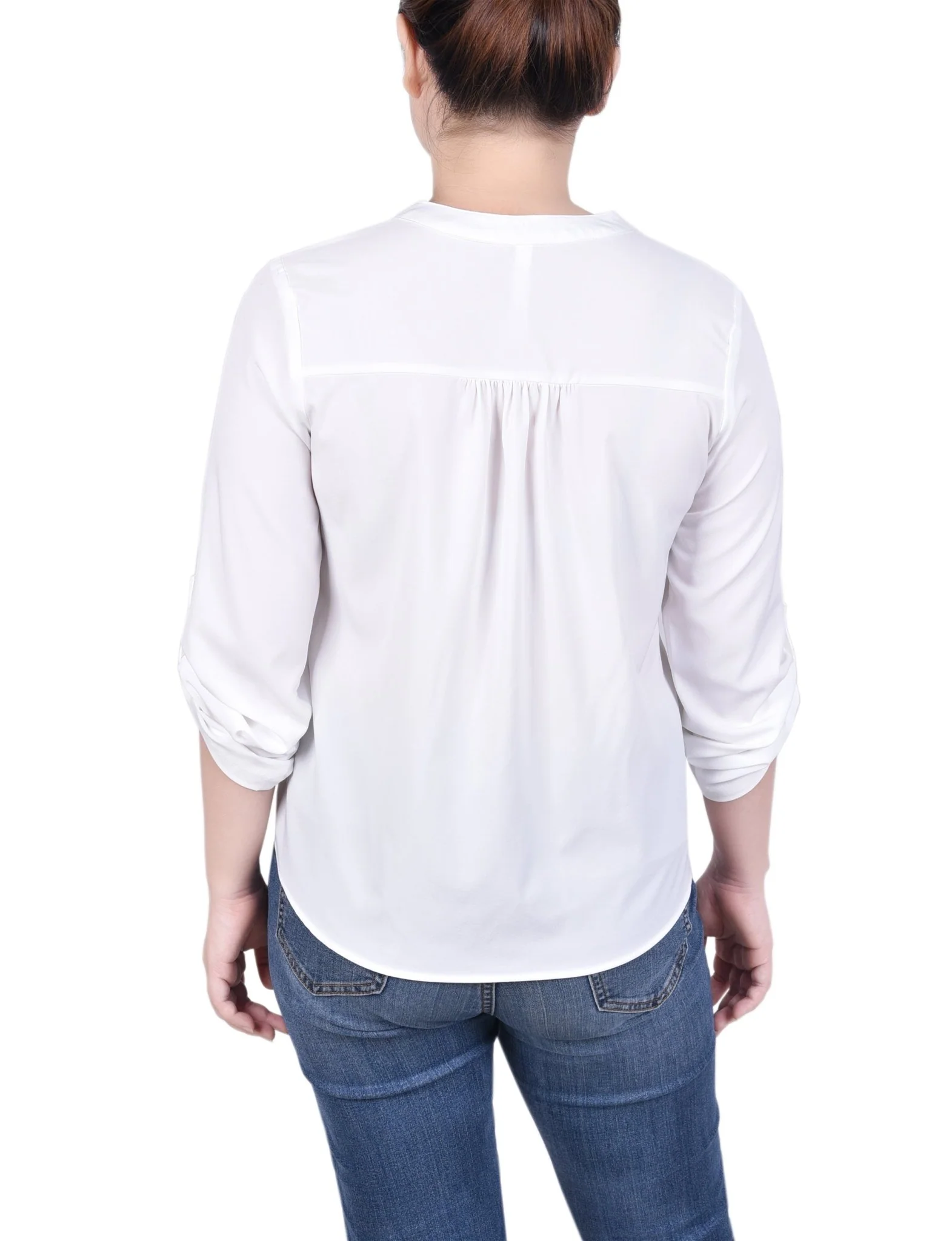 Long Tab-Sleeve Blouse With Pockets - Petite - Image 6
