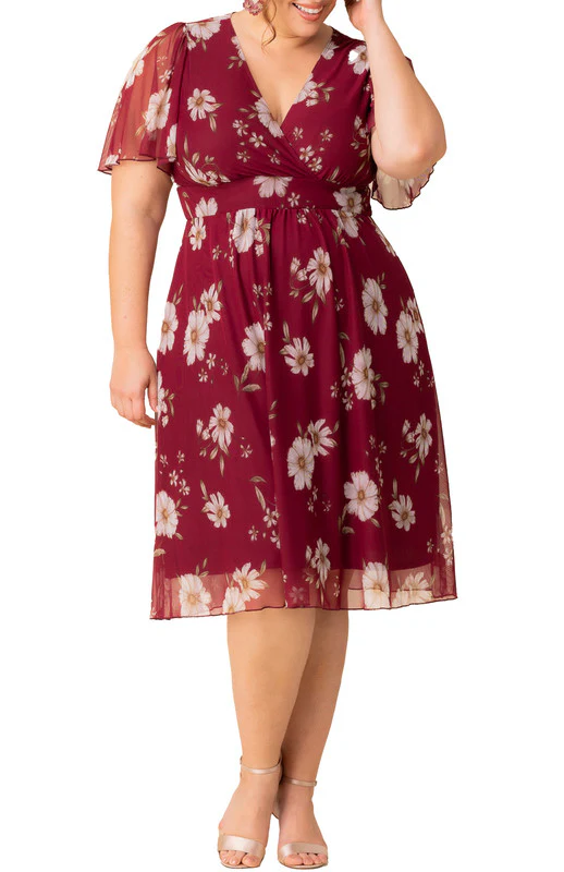 Margot Mesh Cocktail Dress, Floral - Plus