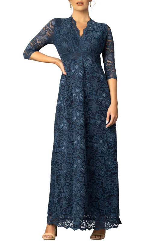 Maria Lace Evening Gown - Nocturnal Navy