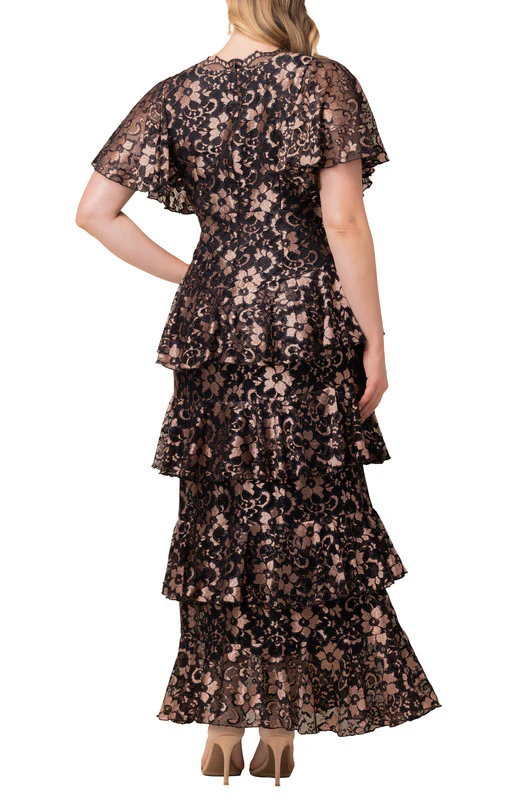 Mon Ange Tiered Lace Evening Gown - Rose Gold - Plus - Image 2