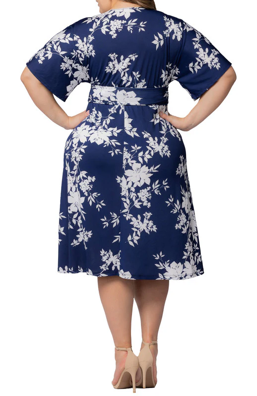 Navy Floral Print Gia Midi Dress - Plus - Image 2